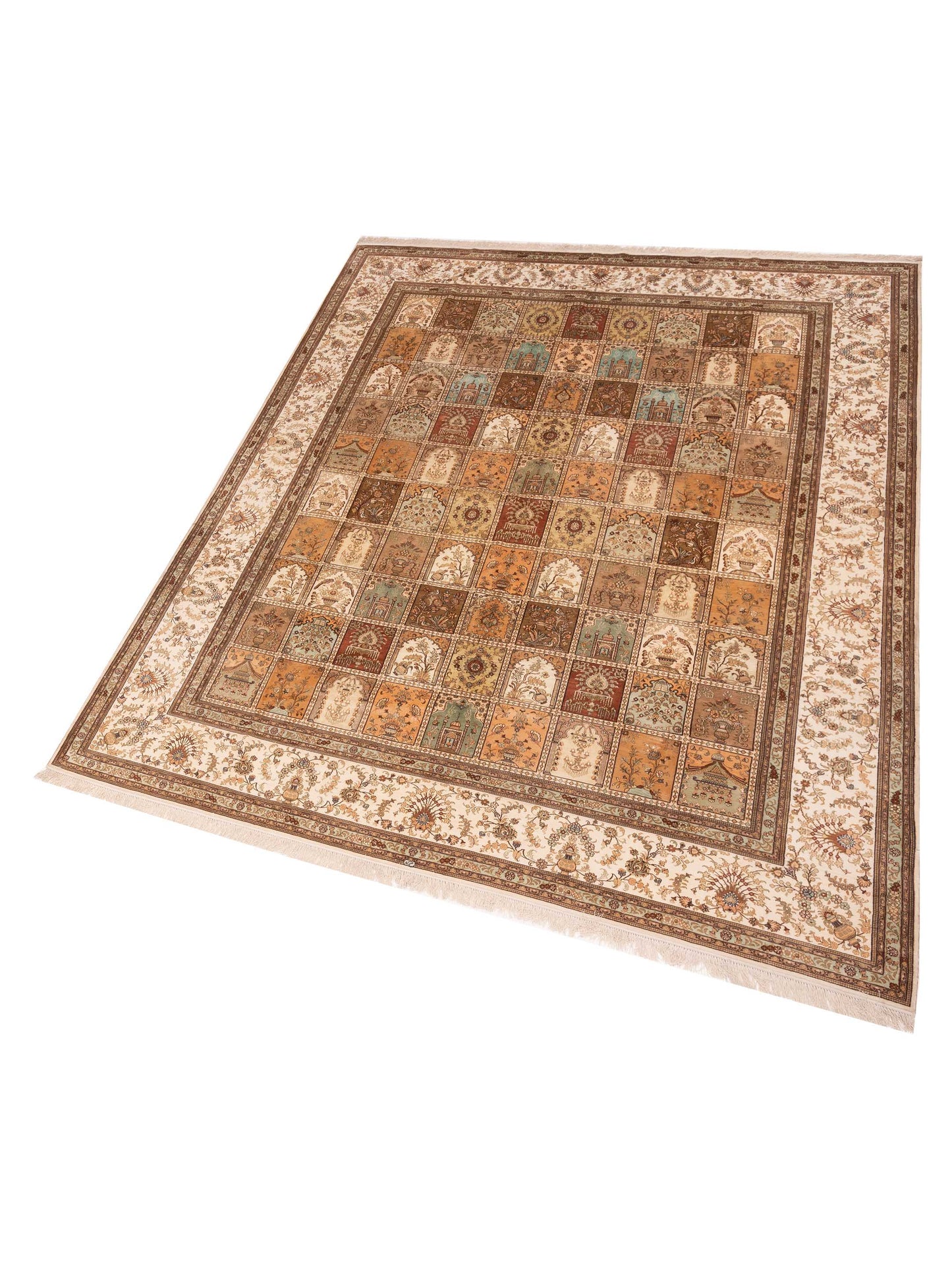 Pure Silk 118024 Ivory Ivory 9.1x11.7 Hand Knotted Rug