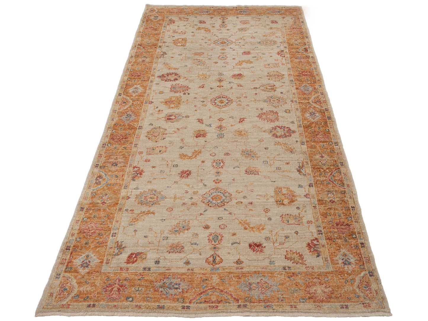 Angora Oushak 133259 Ivory Orange 6.1x12.5 Hand Knotted Rug