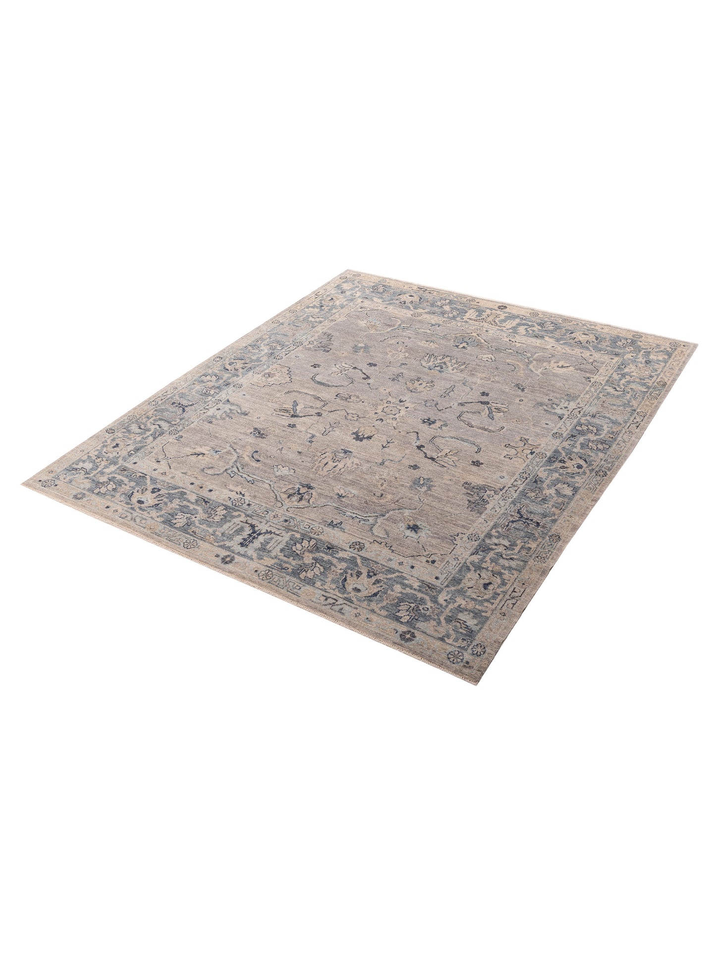 Angora Oushak 156179 Gray Blue 8.4x9.10 Hand Knotted Rug