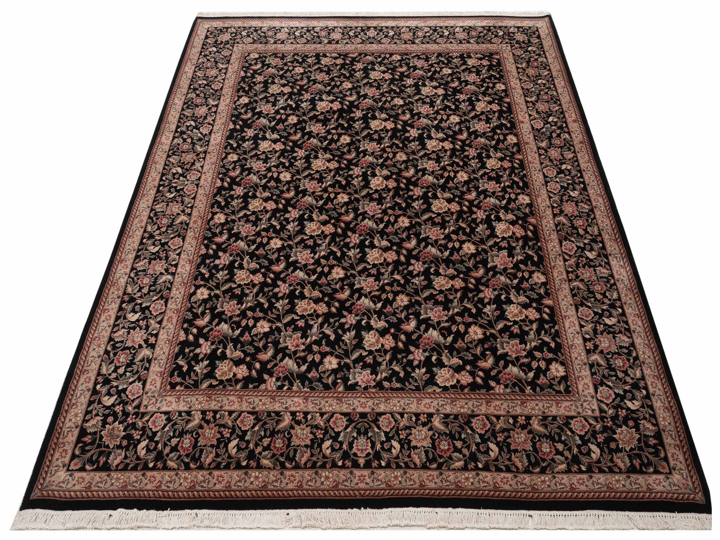 Magnolia 94308 Black Black 7.9x9.9 Hand Knotted Rug