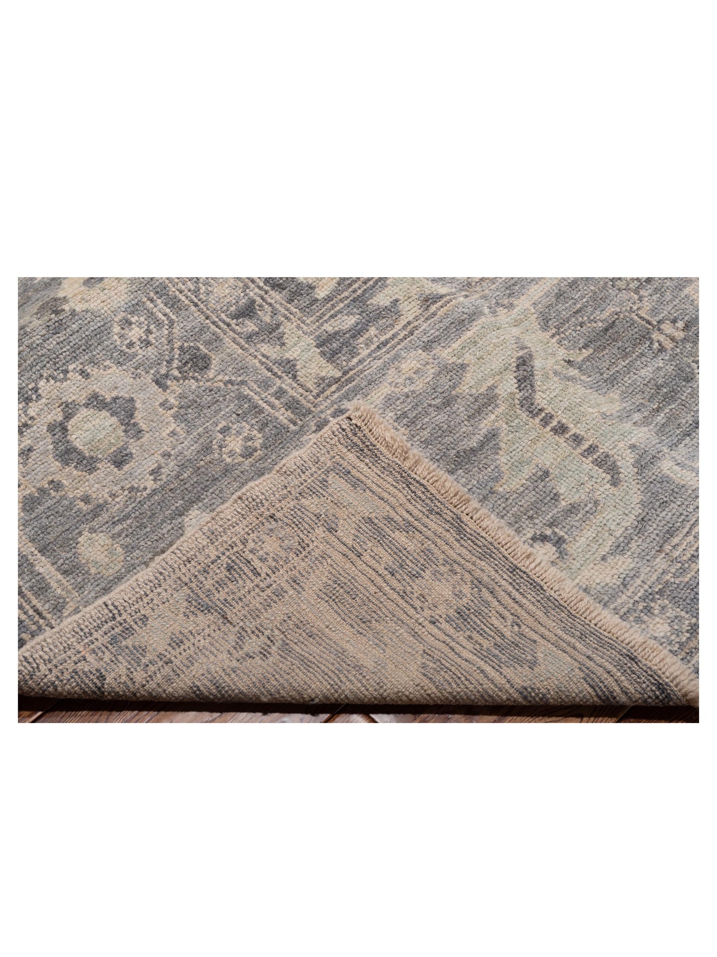 Angora Oushak 126257 Dark Gray Gray 12.1x17.9 Hand Knotted Rug