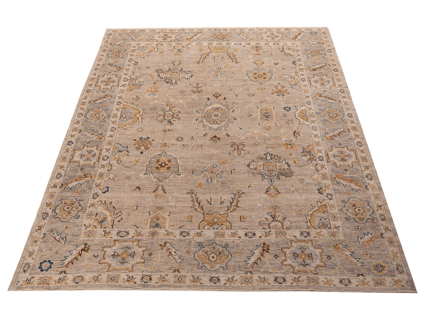 Angora Oushak 156153 Silver Gray 9.1x12.1 Hand Knotted Rug