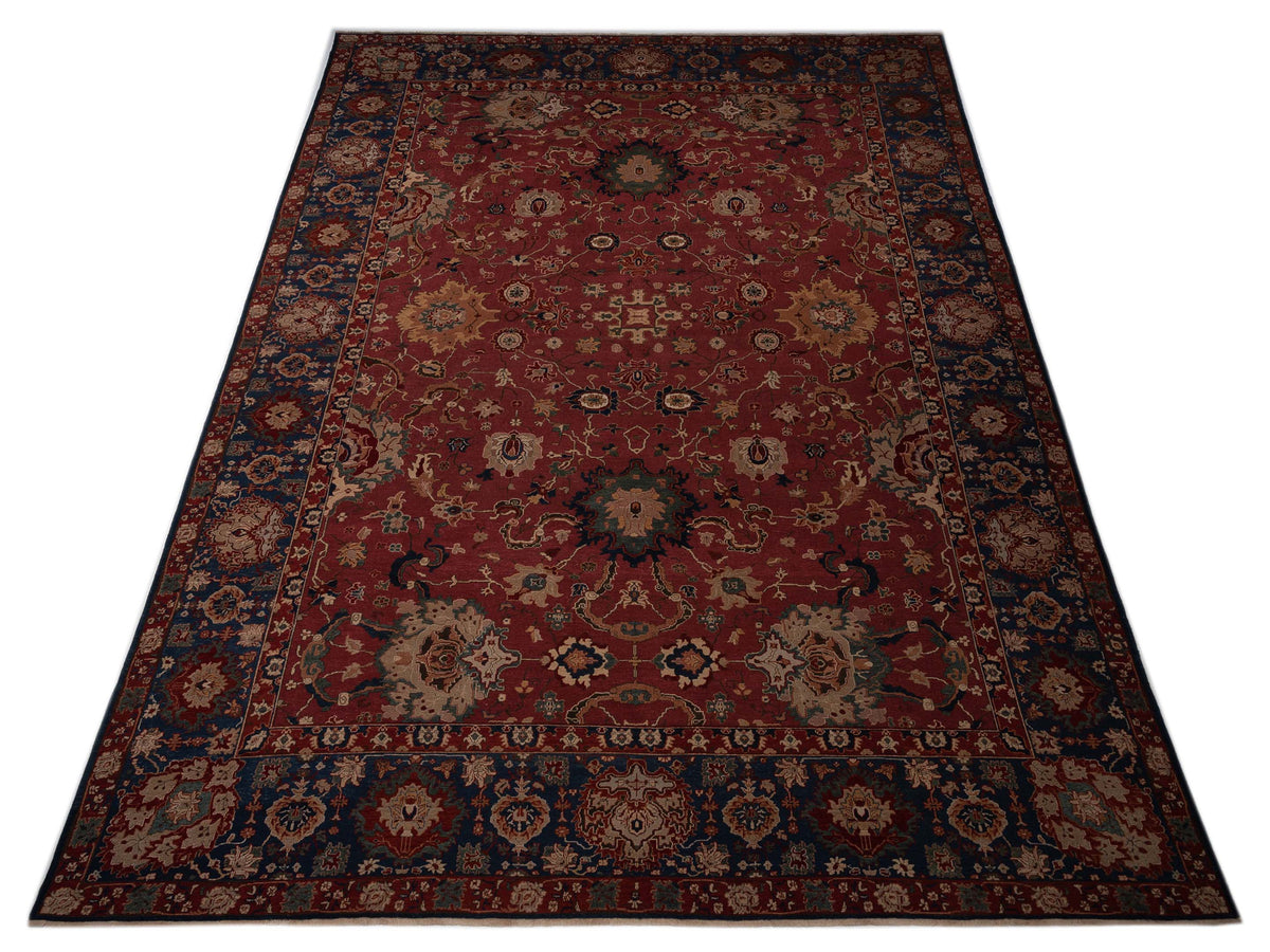 Antique Loom 107945 Burgundy Navy 12.11x18.9 Hand Knotted Rug