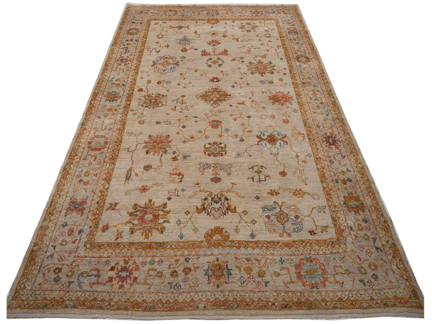 Angora Oushak 146938 Ivory Silver 10.1x13.10 Hand Knotted Rug