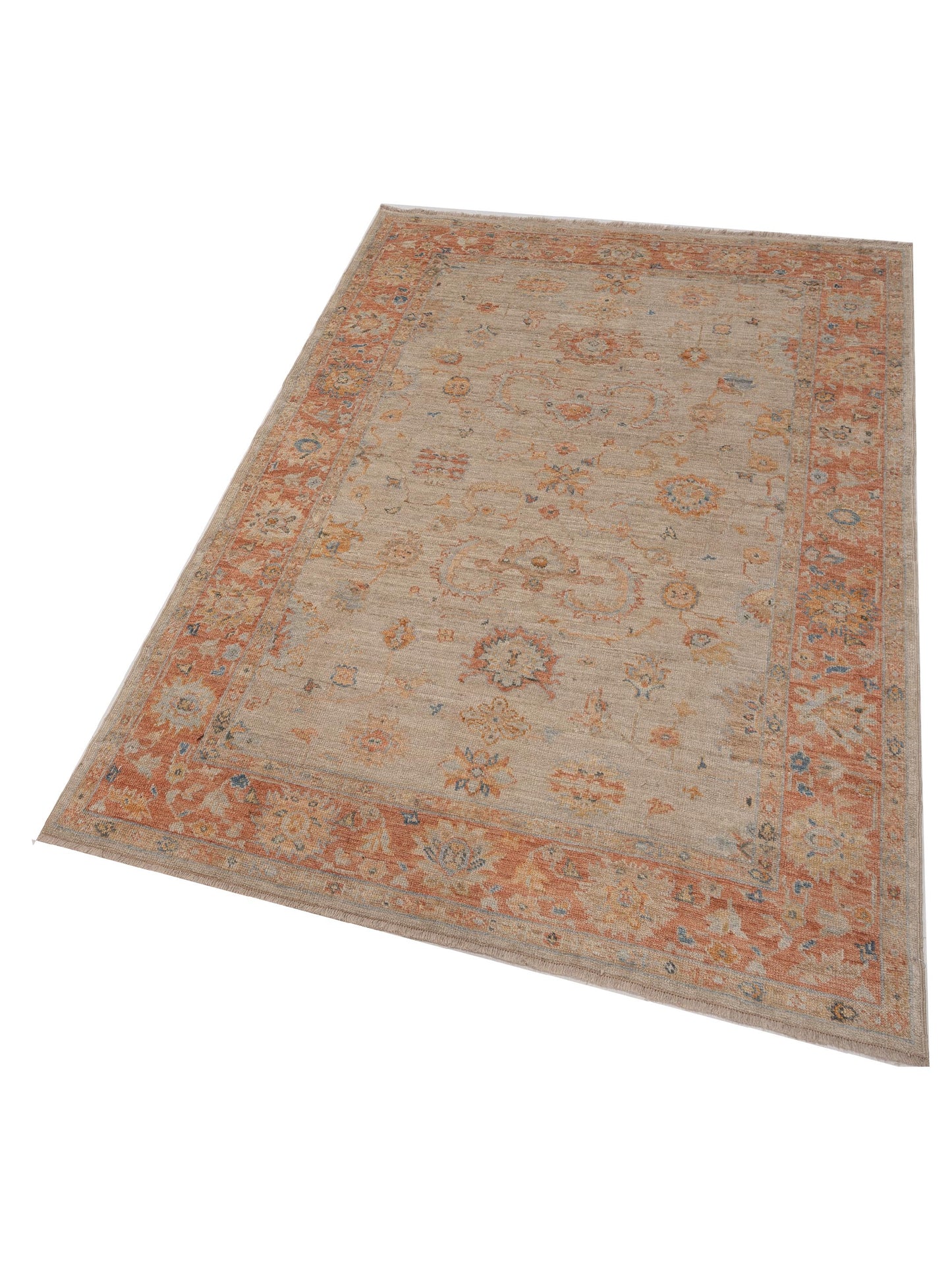 Angora Oushak 149319 Beige Rust 6x8.6 Hand Knotted Rug