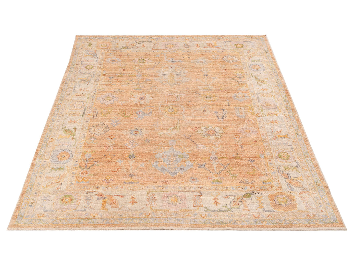 Angora Oushak 152552 Pink Ivory 7.10x9.7 Hand Knotted Rug