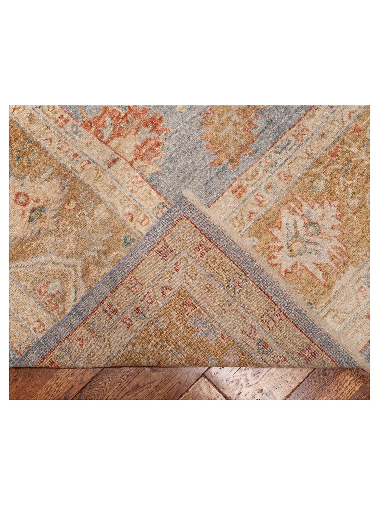 Angora Oushak 153605 Blue Gold 12.2x17 Hand Knotted Rug