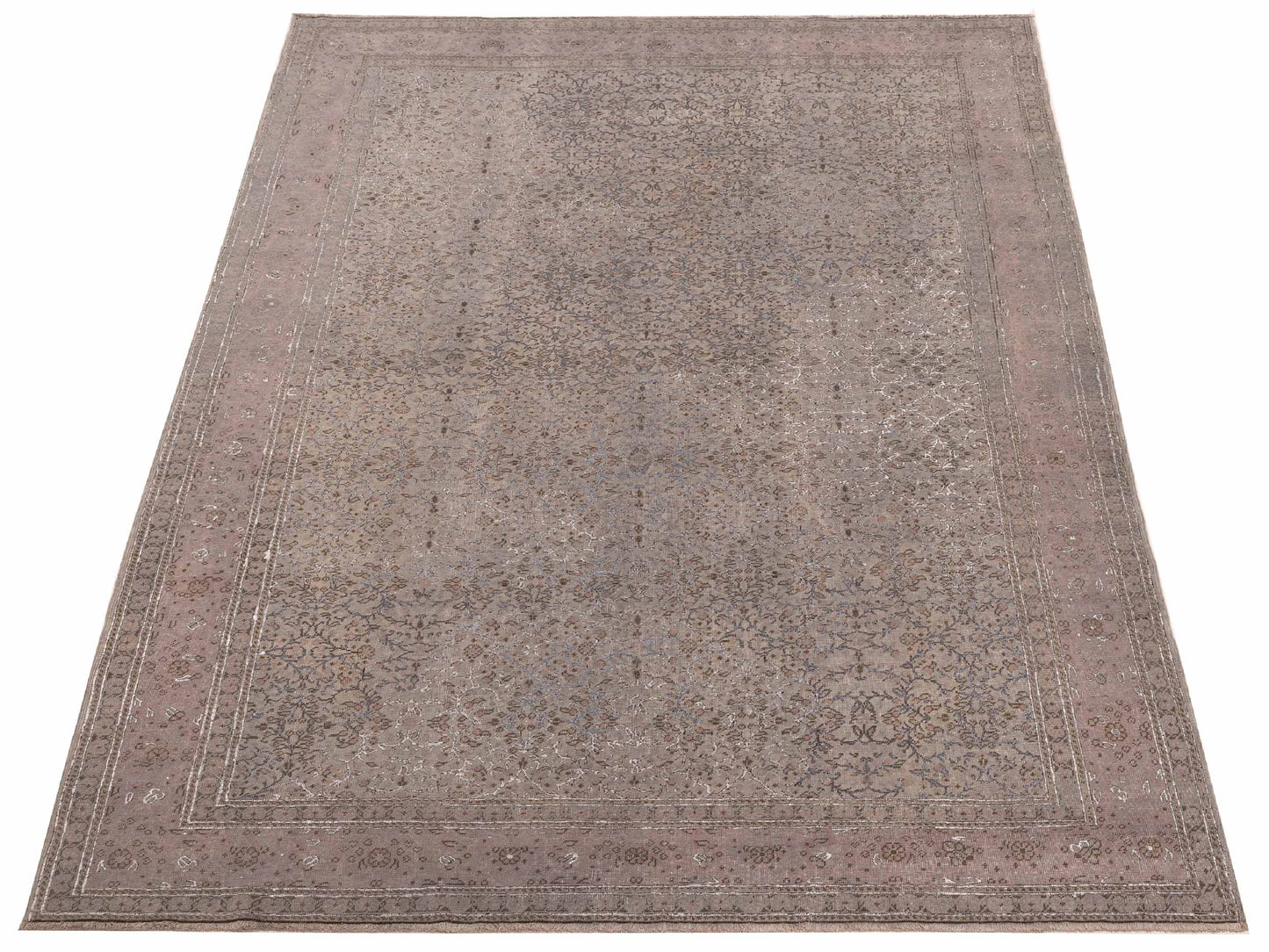 Vintage 108271 Silver 6.7x9.3 Hand Knotted Rug