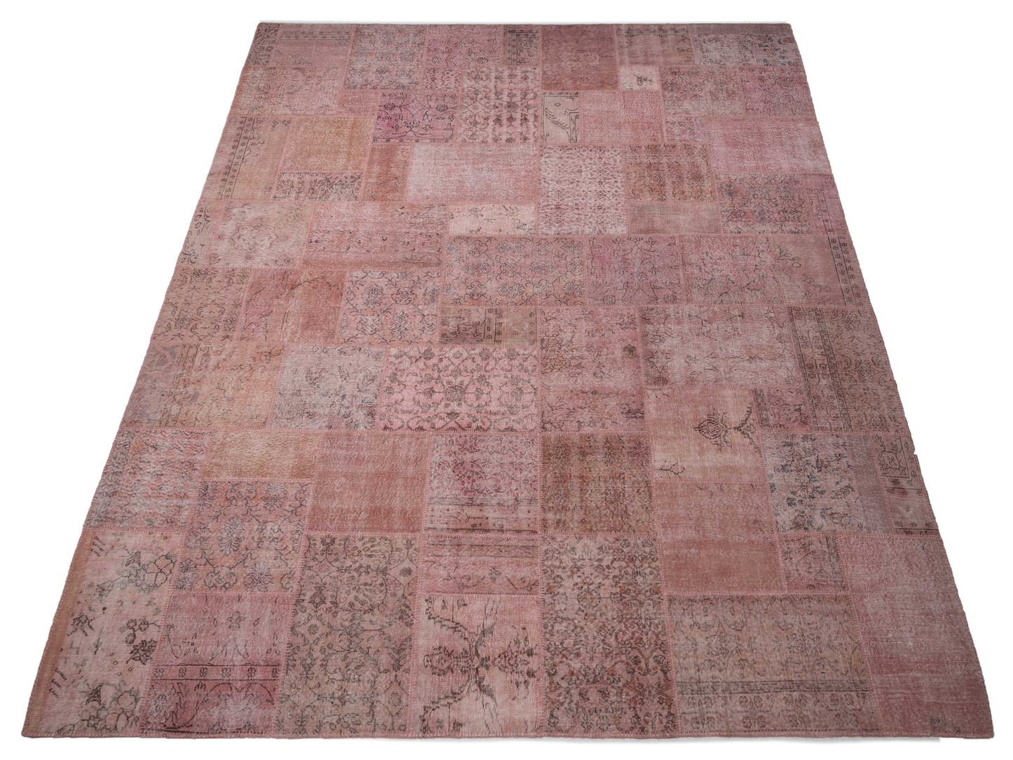Turkish Vestige Patchwork 149172 Pink 12x14.11 Hand Knotted Rug