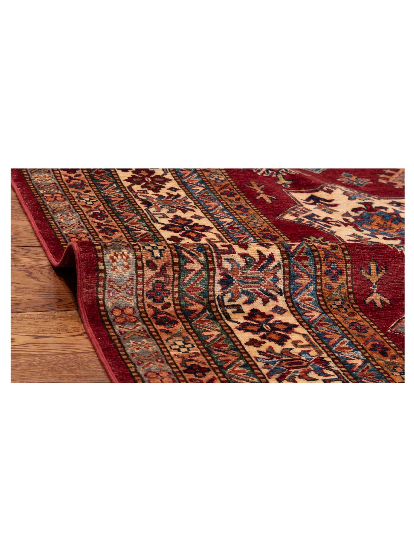 Artisan Kazak 151900 Red Ivory 8.1x10.5 Hand Knotted Rug