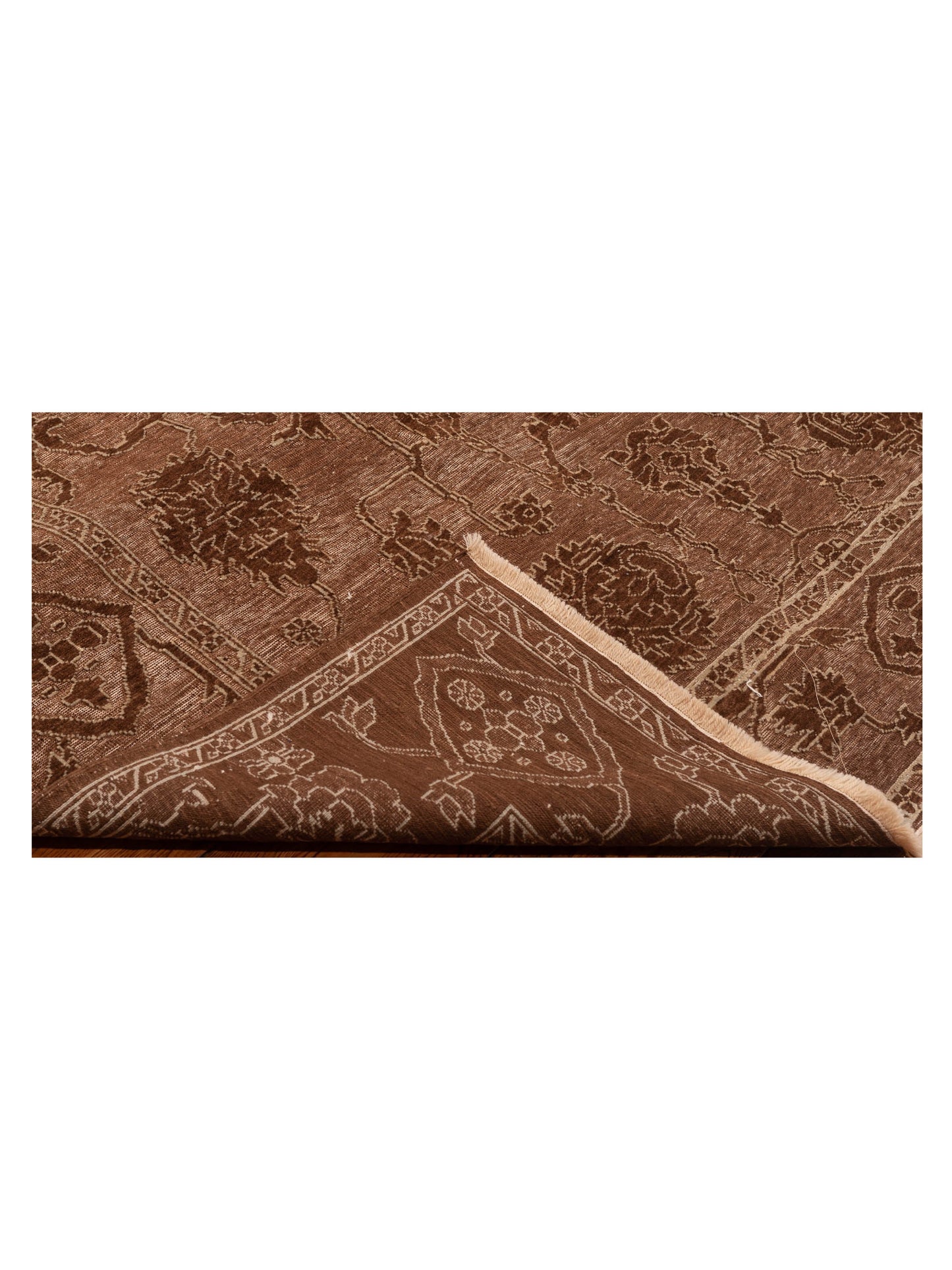 Defne Jade Brown Ice Blue 6.7x9.6 Hand Knotted Rug