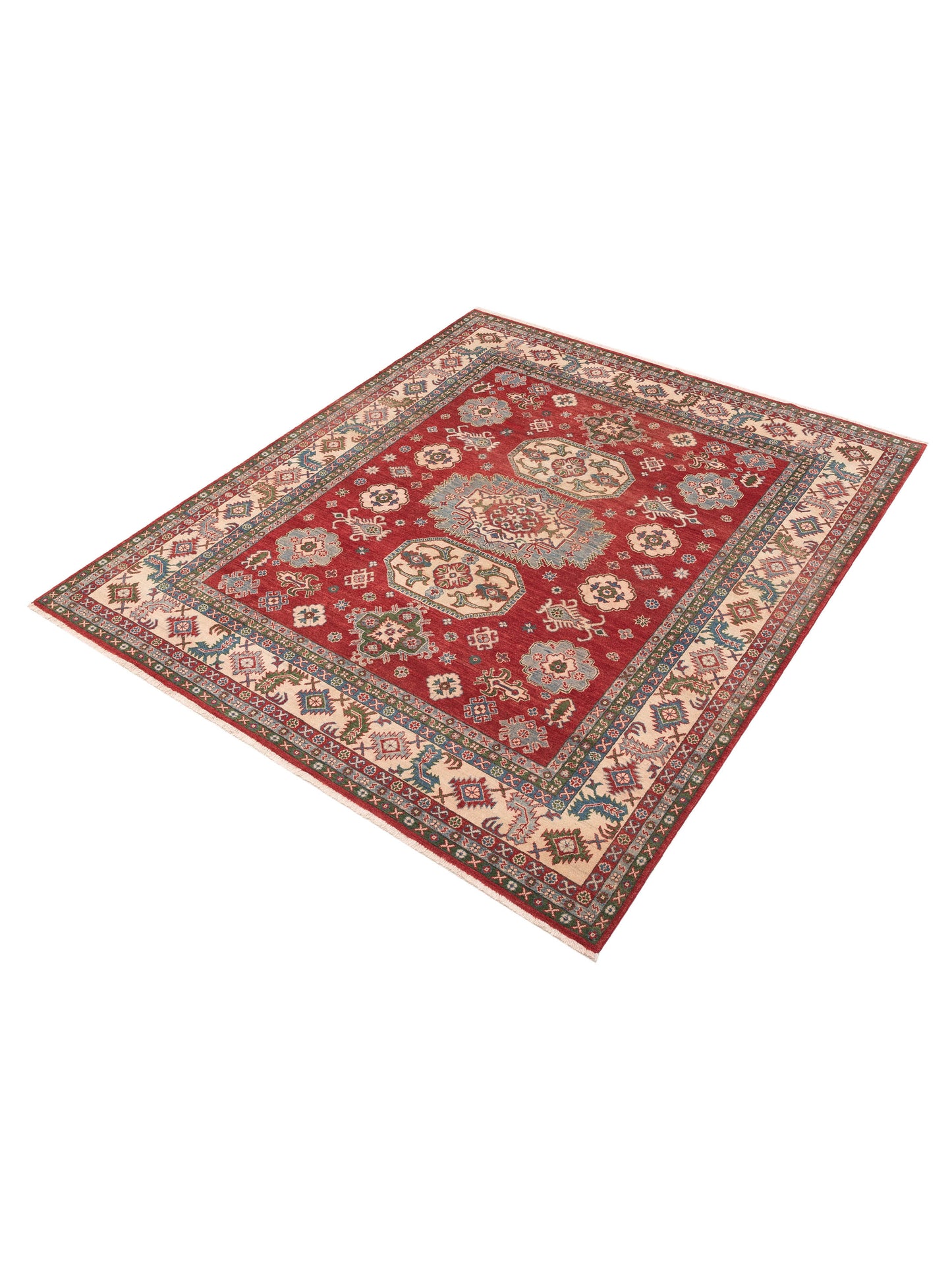Kazak 151312 Red Ivory 8.4x9.9 Hand Knotted Rug