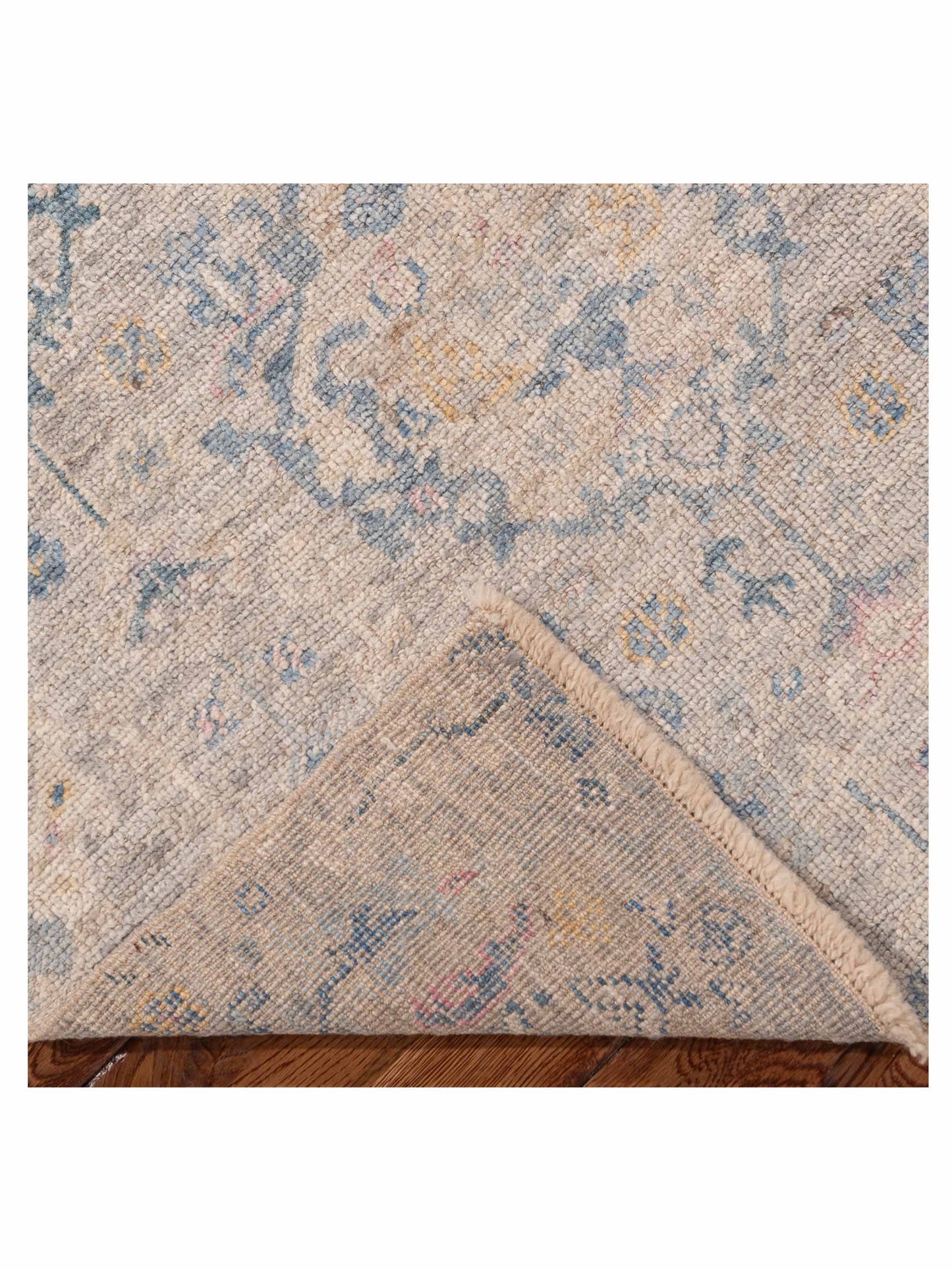 Angora Oushak 154099 Gray Blue 2.6x11.5 Hand Knotted Rug
