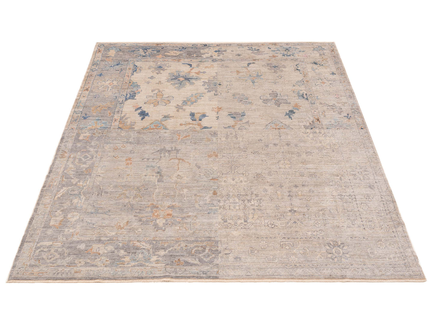 Angora Oushak 152556 Silver Gray 8.4x9.6 Hand Knotted Rug