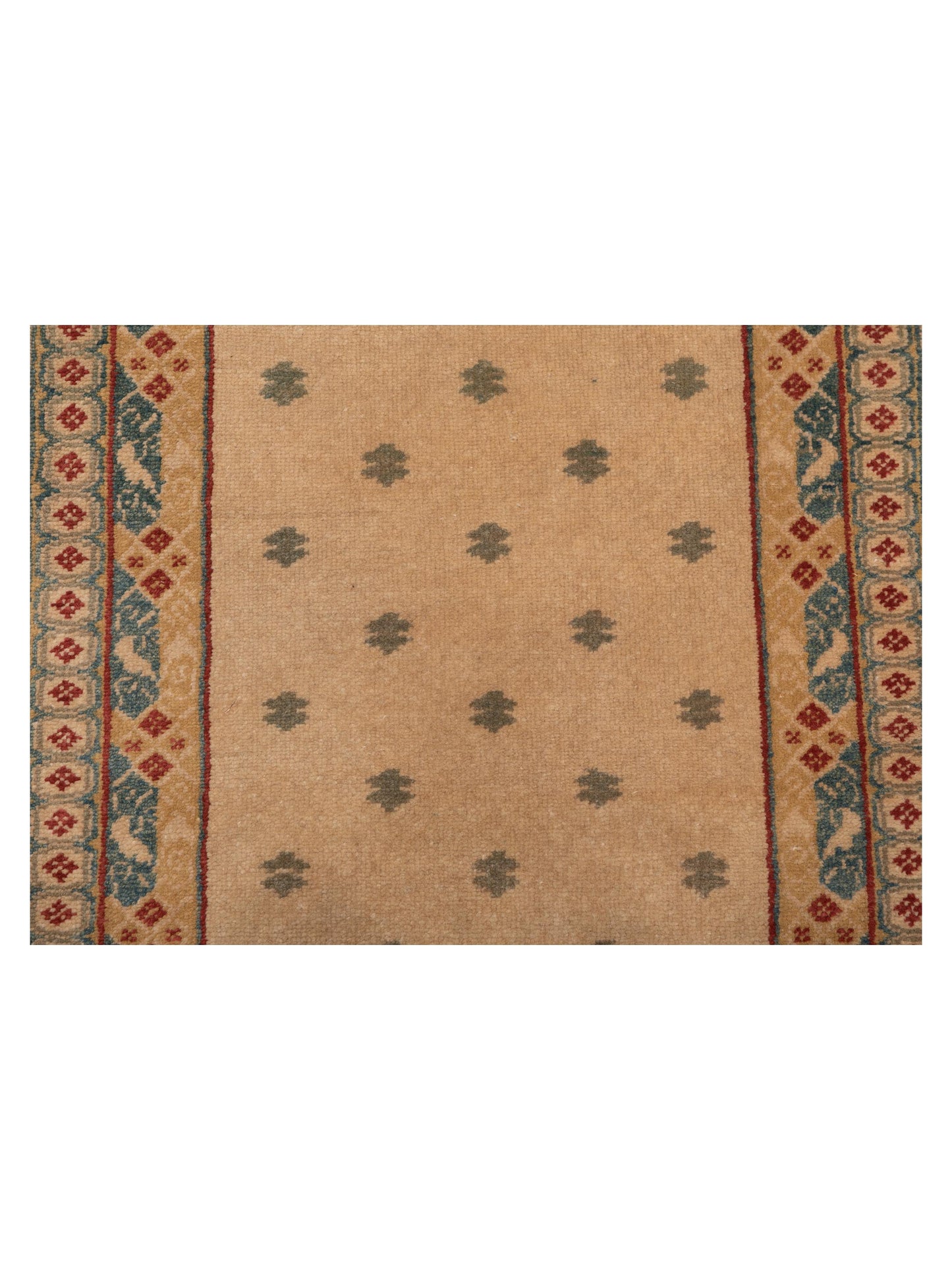 Antique Loom 147407 Ivory Green 2.6x8.1 Hand Knotted Rug