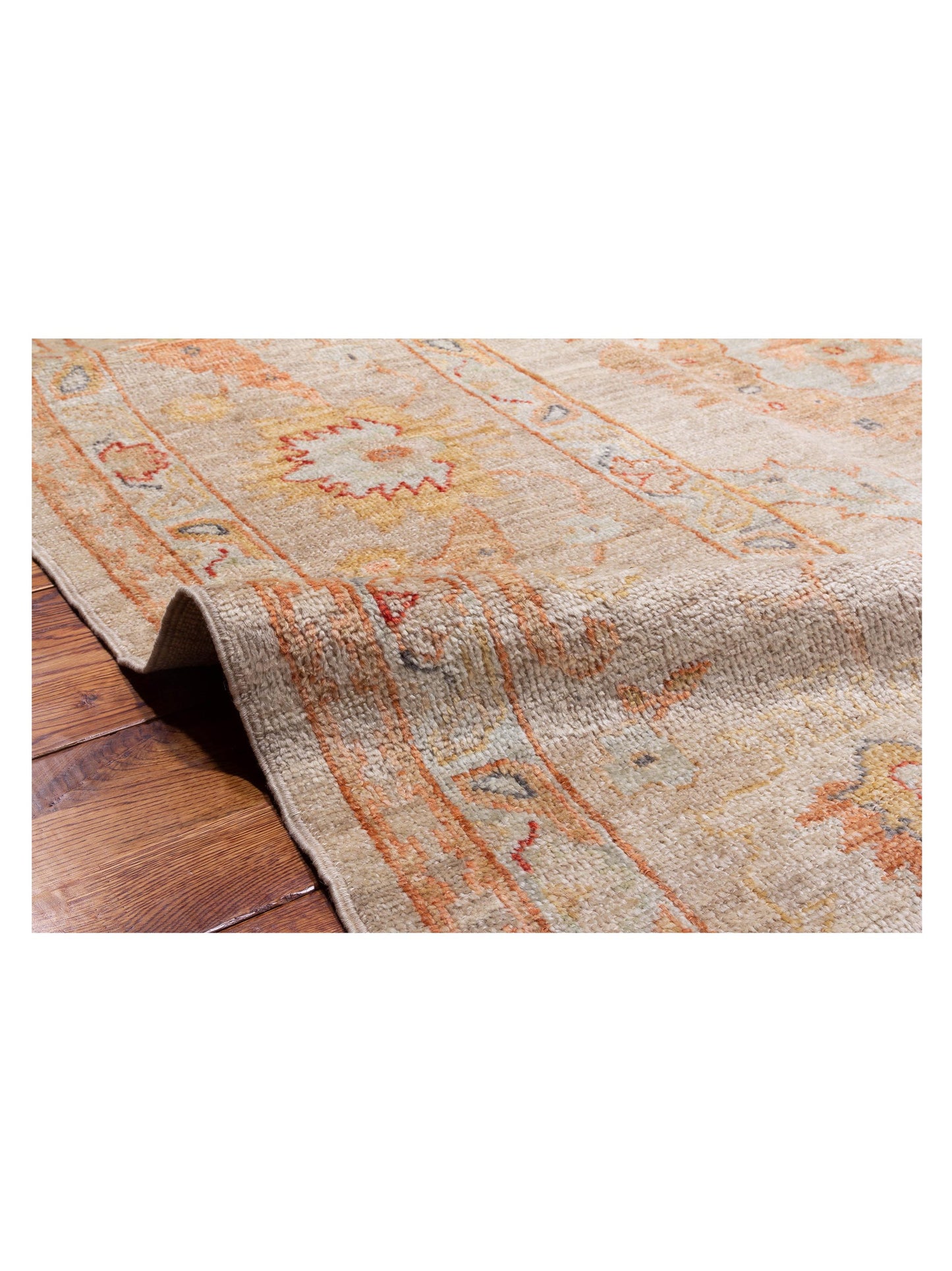 Angora Oushak 148179 Ivory Silver 11.8x14.8 Hand Knotted Rug