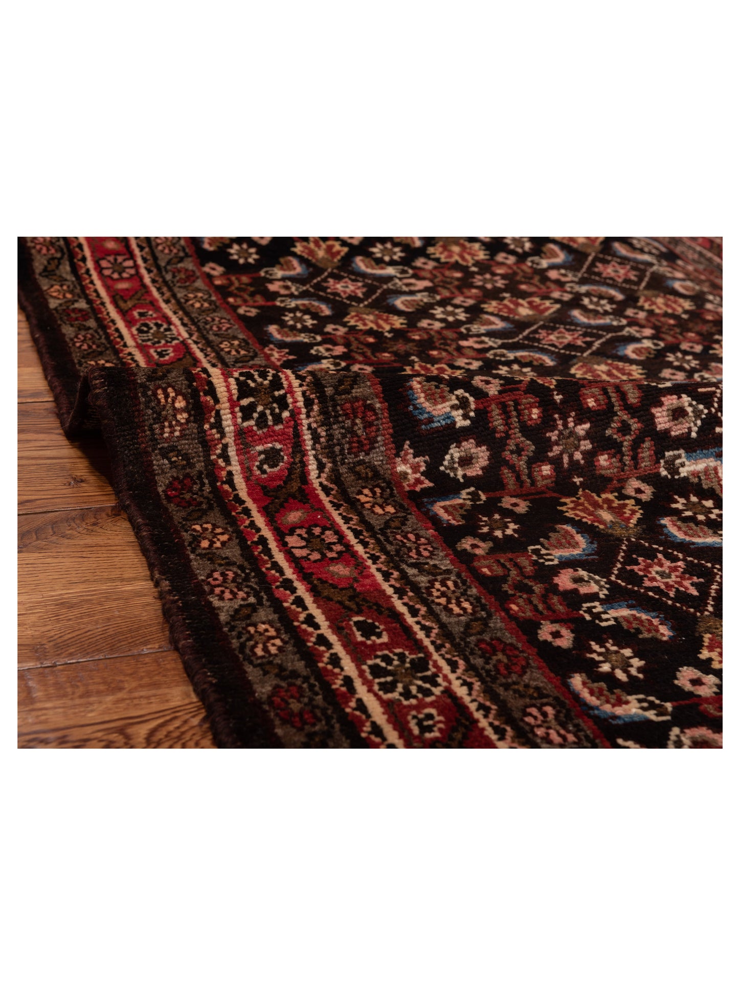 Persian 80472 Brown Red 3.5x13.9 Hand Knotted Rug