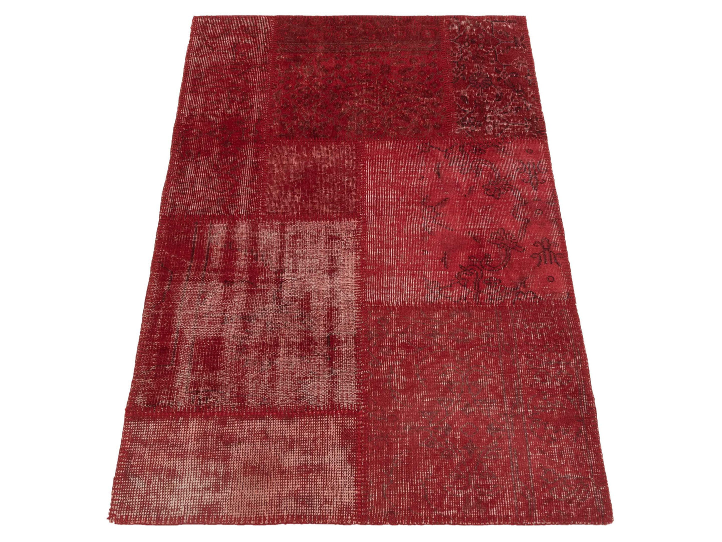 Turkish Vestige Patchwork 131072 Red 3.4x4.11 Hand Knotted Rug