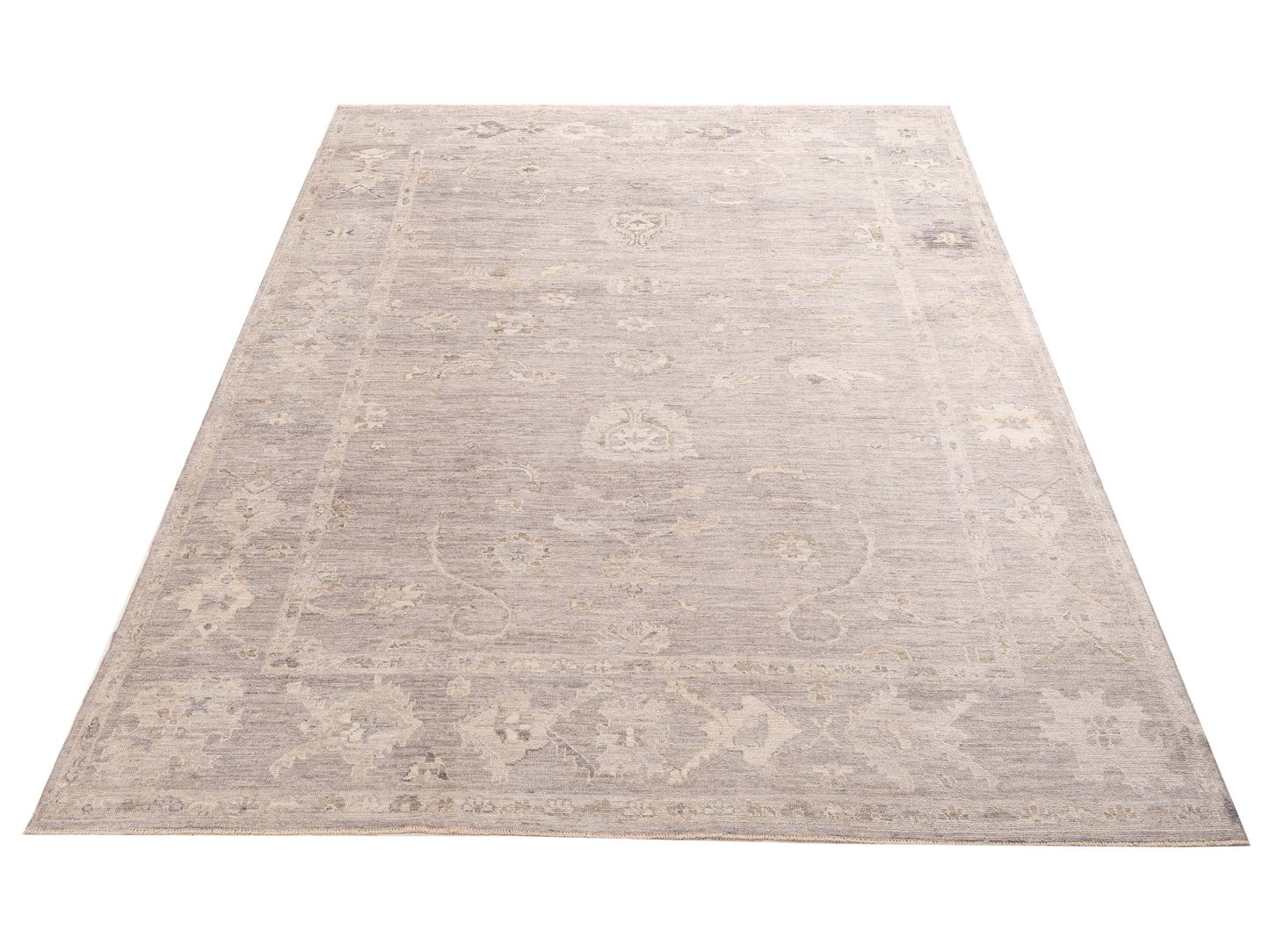 Angora Oushak 156152 Gray Gray 10.2x13.6 Hand Knotted Rug