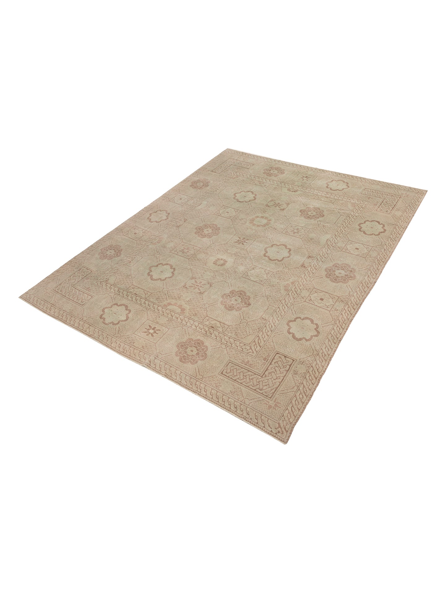 Vintage 154371 Beige Beige 10x12.4 Hand Knotted Rug