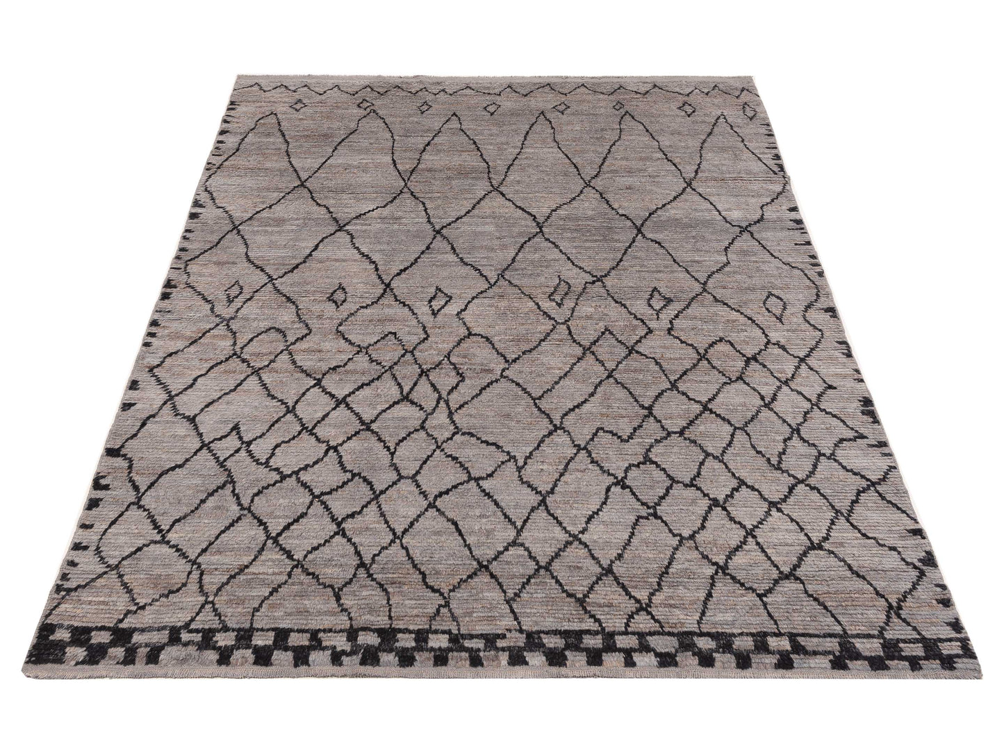 Berber Aspendos Gray Black 8.2x10.4 Hand Knotted Rug