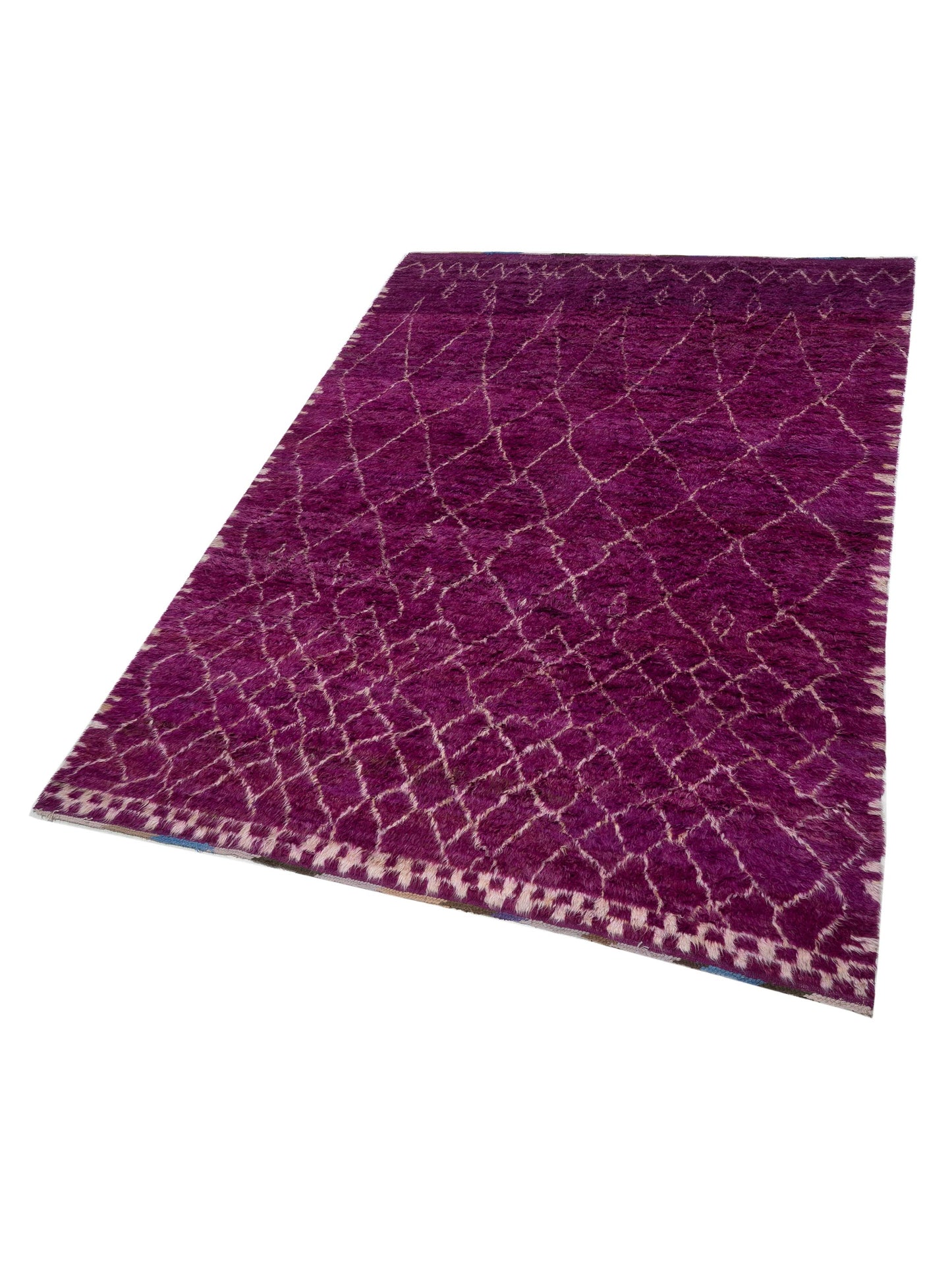 Berber Aspendos Fuchsia Ivory 10.4x13.9 Hand Knotted Rug