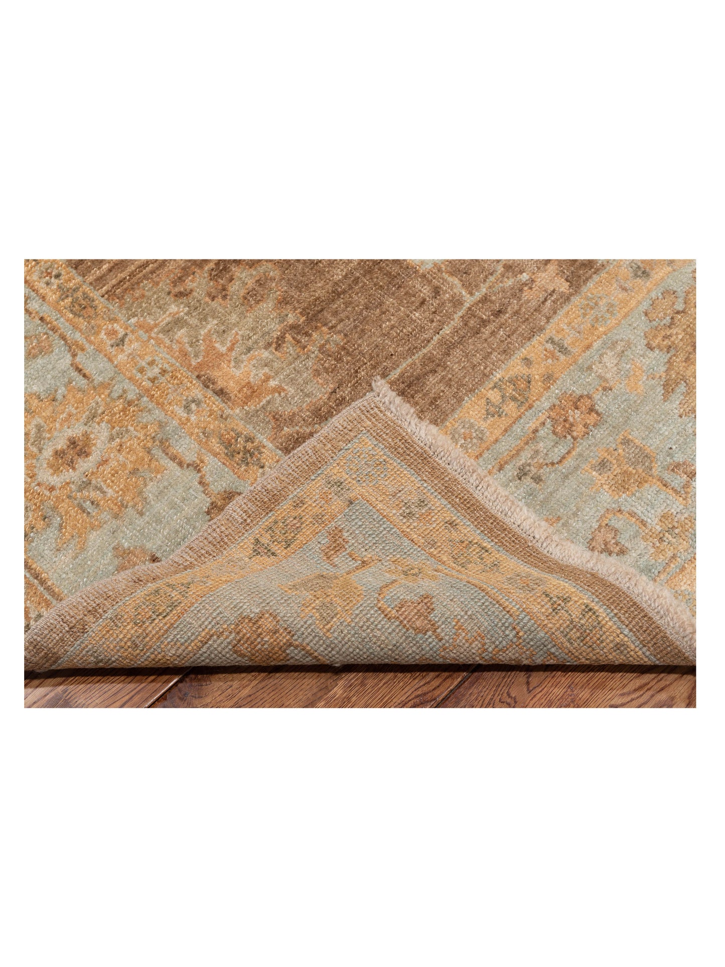 Angora Oushak 118204 Brown Ice Blue 8x9.11 Hand Knotted Rug