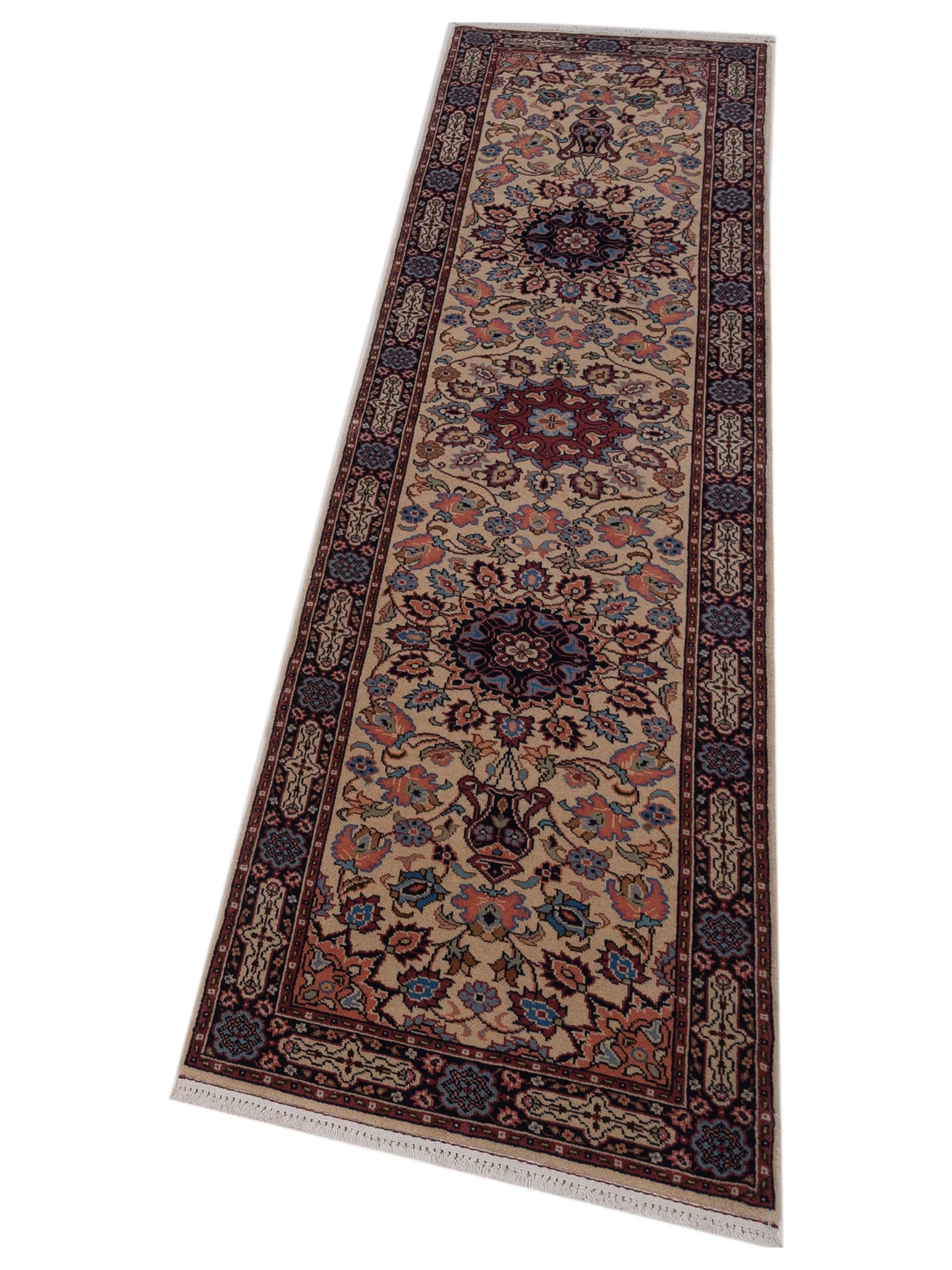 Crown 147783 Ivory Black 2.8x10 Hand Knotted Rug