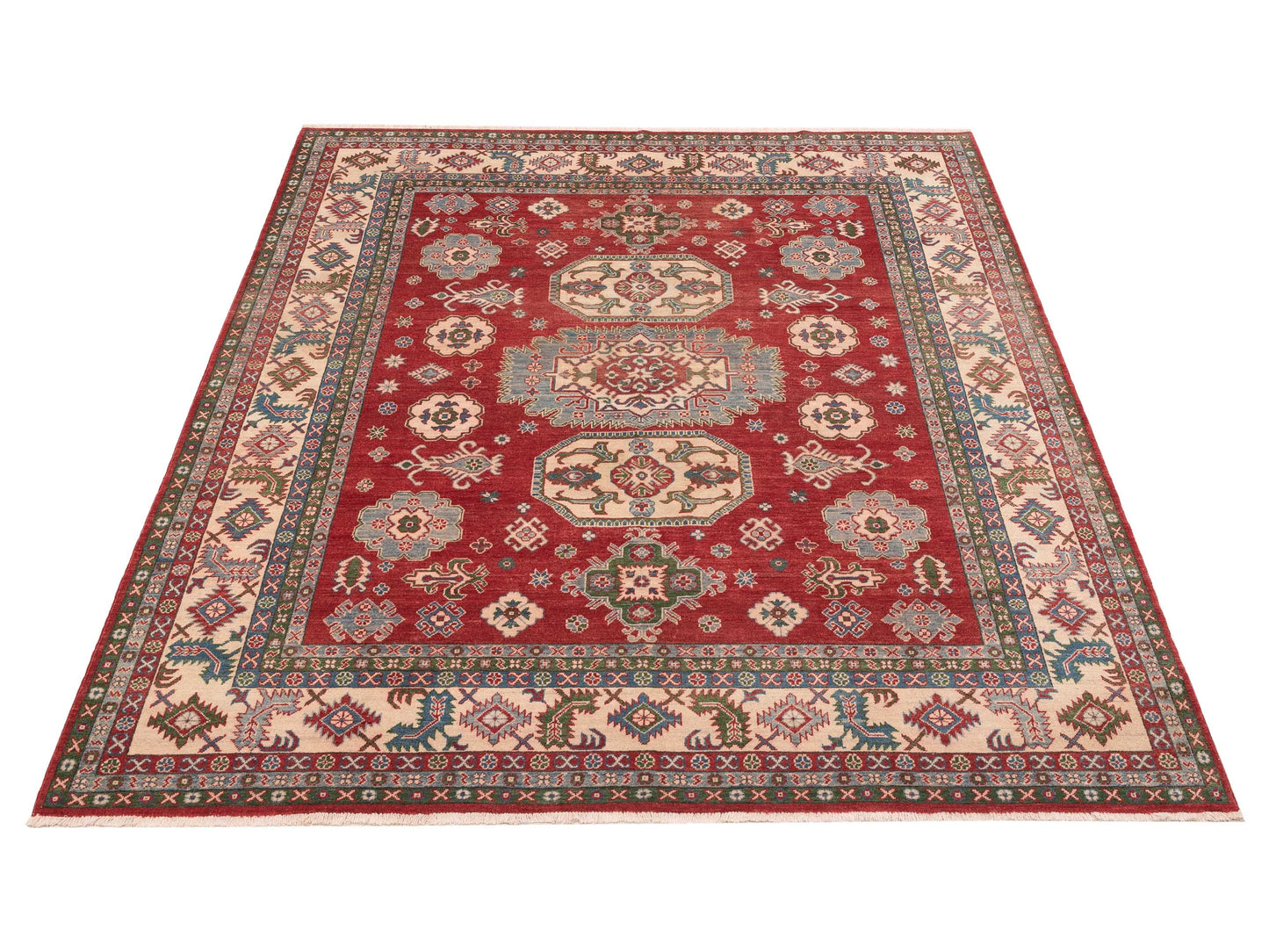 Kazak 151312 Red Ivory 8.4x9.9 Hand Knotted Rug