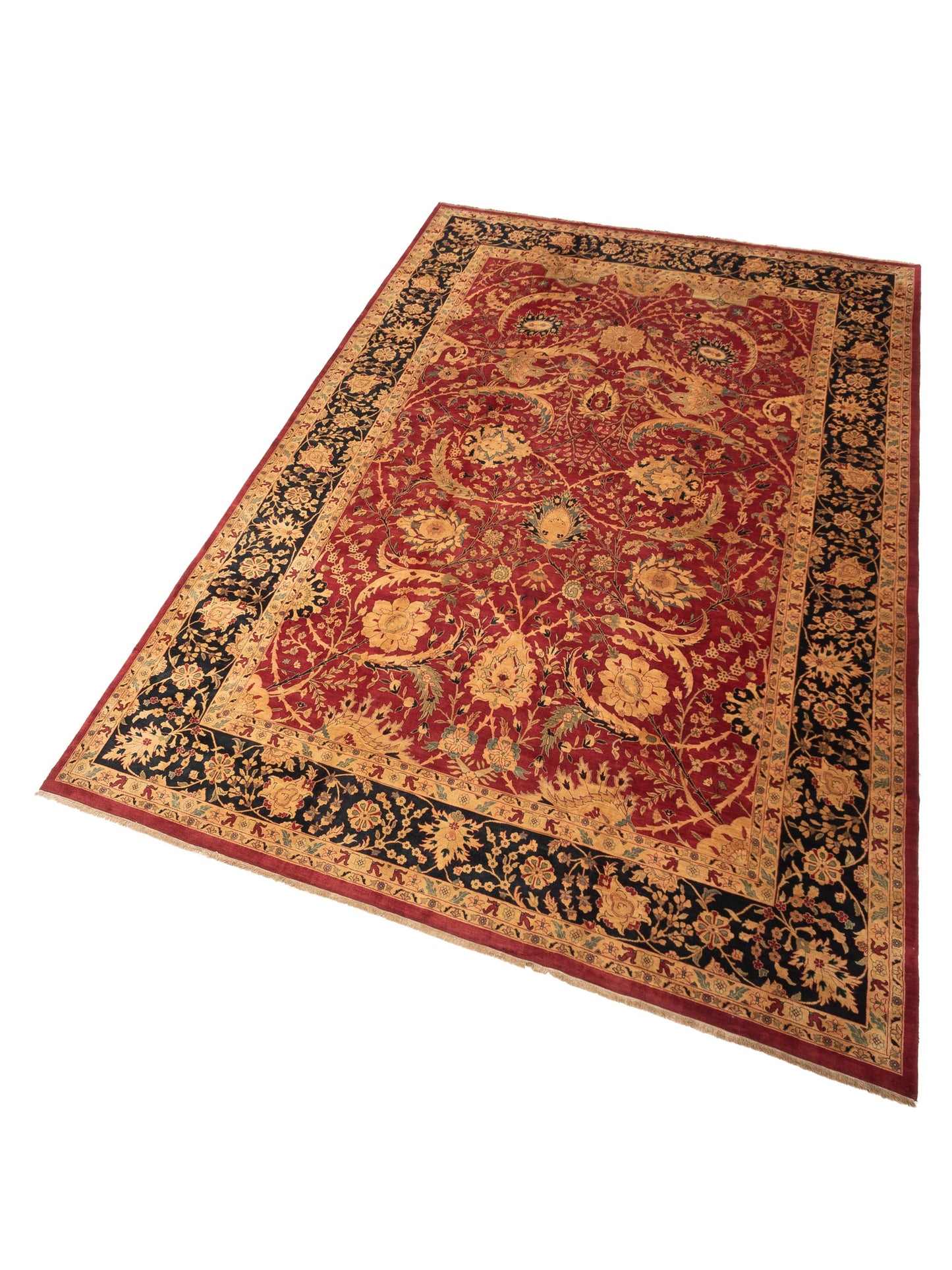 Crown 83588 Red Black 14x19.11 Hand Knotted Rug