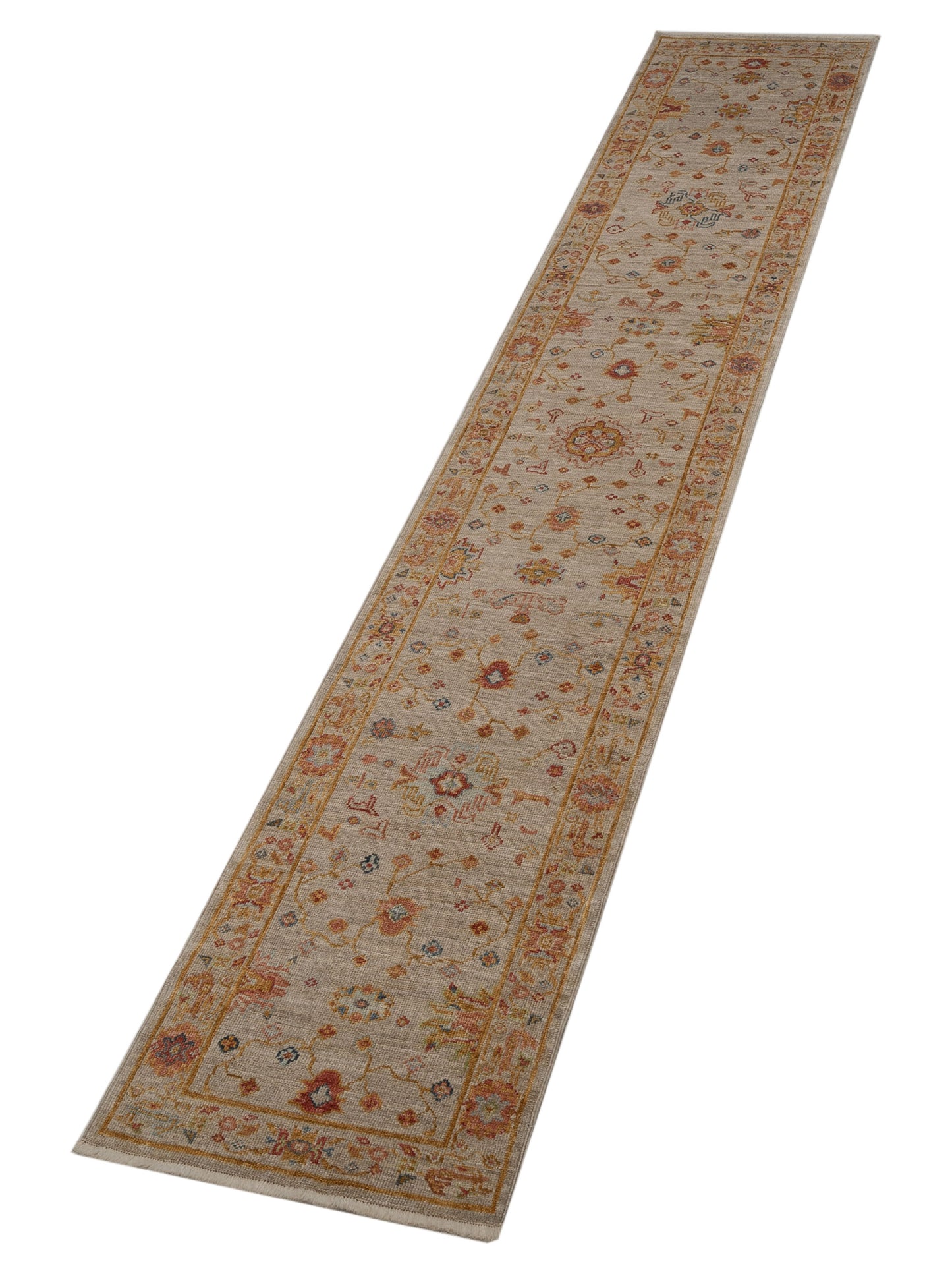 Angora Oushak 146498 Ivory Silver 2.7x13.9 Hand Knotted Rug