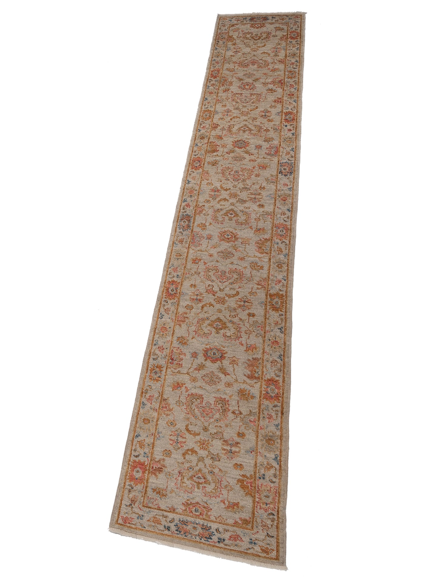 Angora Oushak 148071 Ivory Ivory 2.8x14.8 Hand Knotted Rug