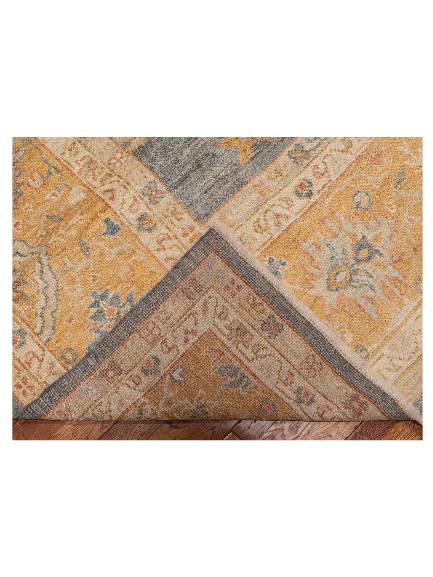Angora Oushak 144510 Teal Blue Gold 12.6x18.10 Hand Knotted Rug