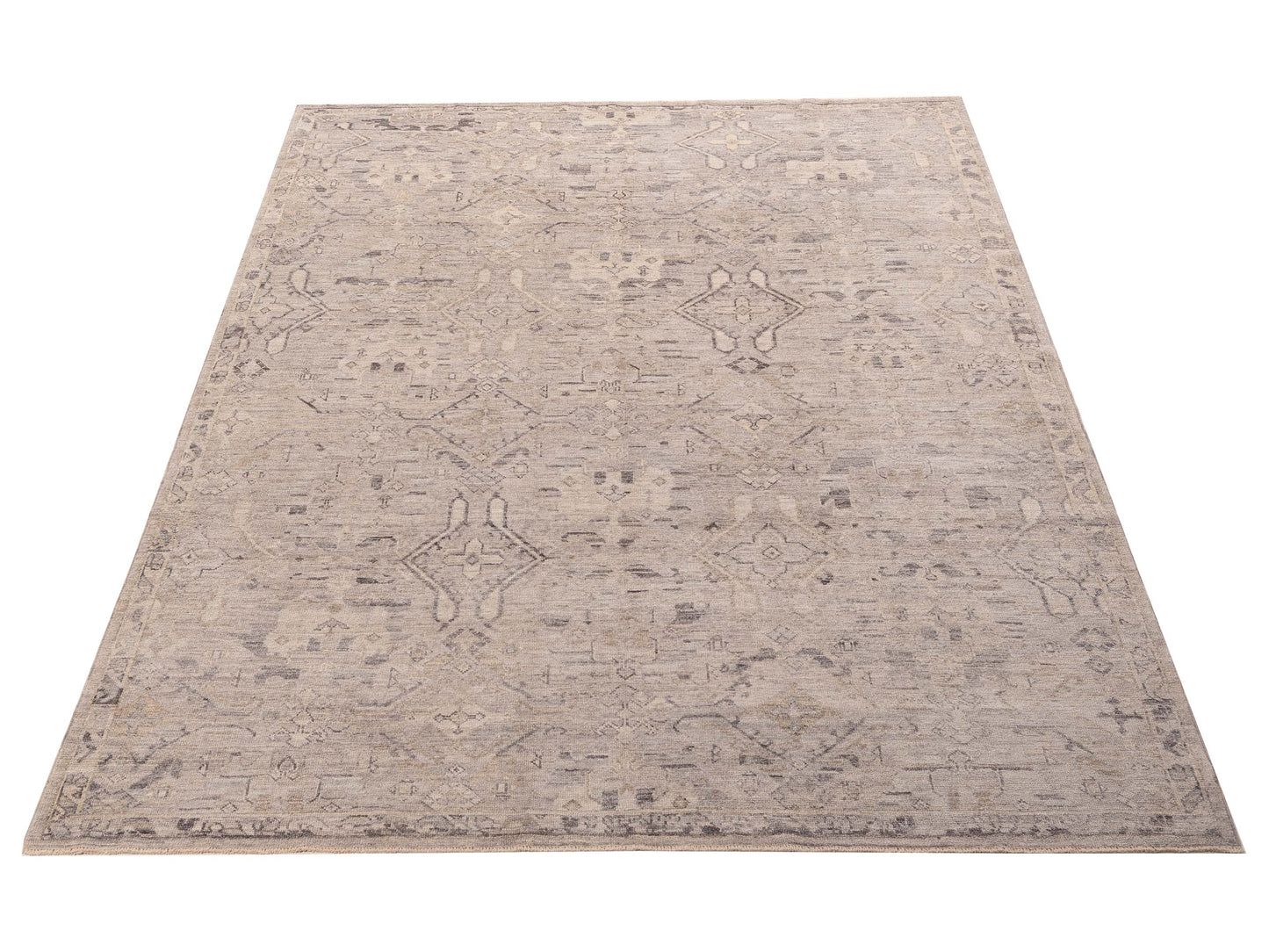 Angora Oushak 156062 Gray Gray 9x11.7 Hand Knotted Rug