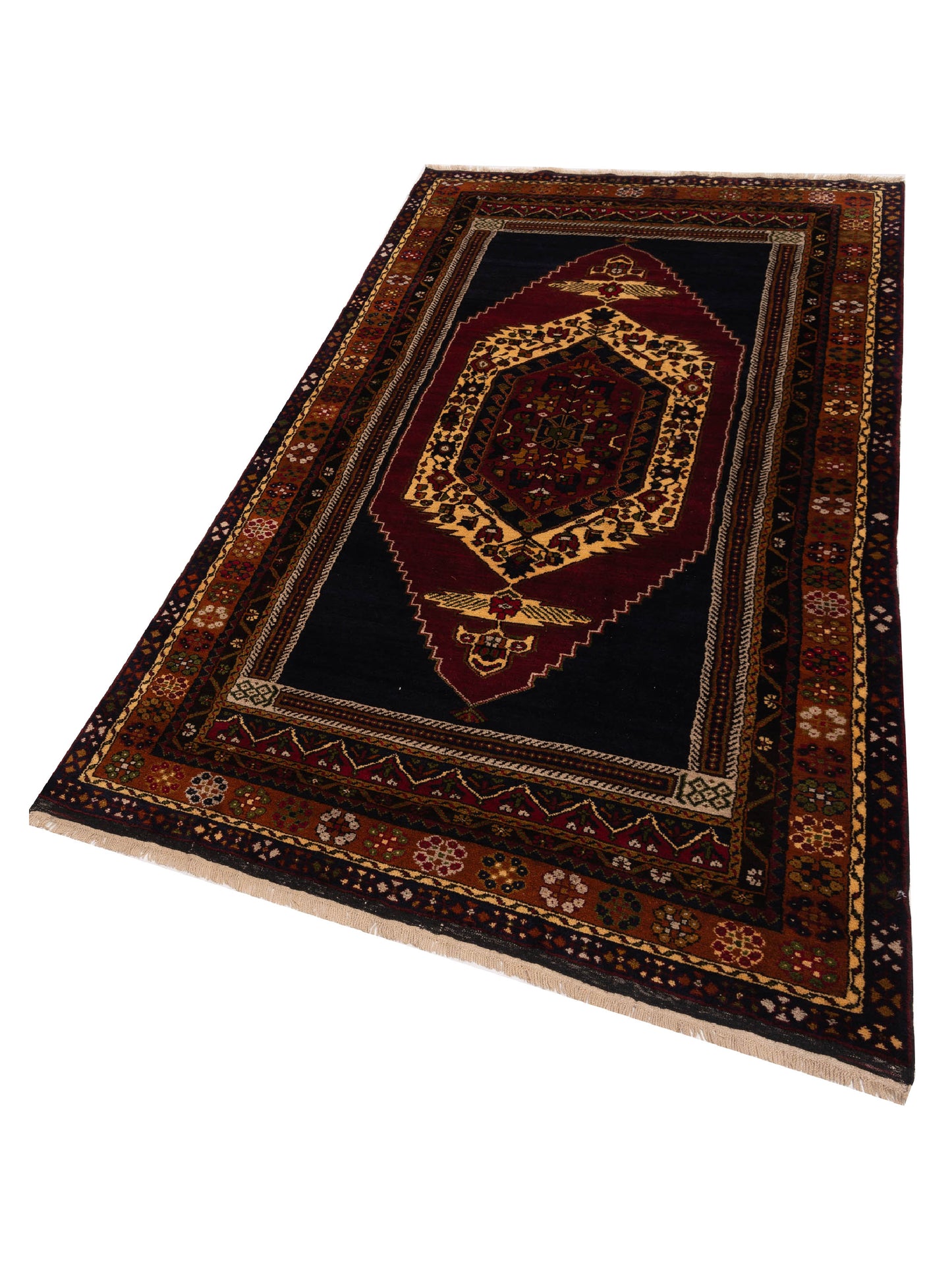 Old Anatolian 148482 Burgundy Gold 5.7x10.4 Hand Knotted Rug