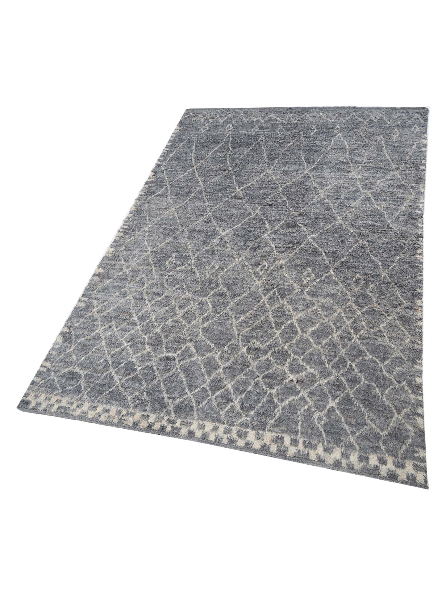 Berber Aspendos Gray Ivory 8.10x12.8 Hand Knotted Rug