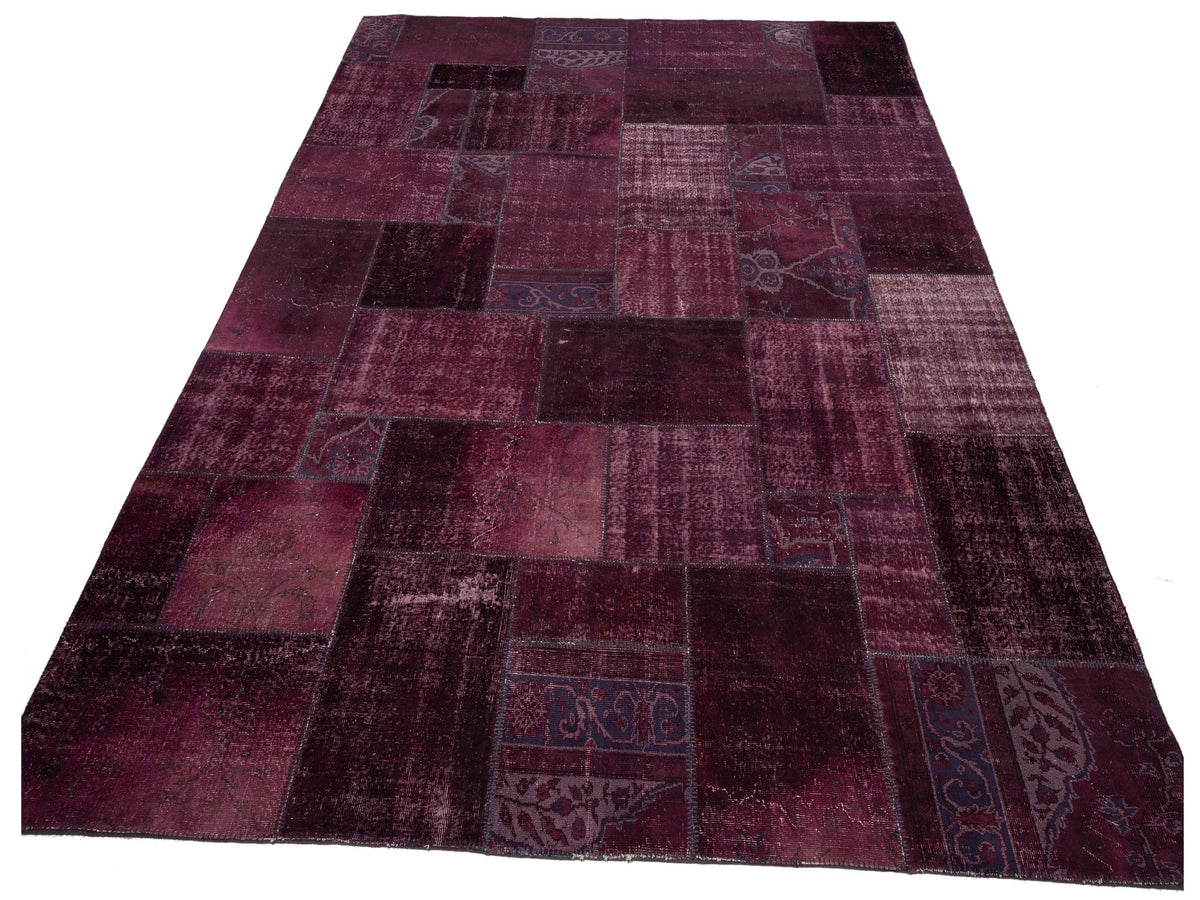 Turkish Vestige Patchwork 110177 Burgundy 9.11x13.3 Hand Knotted Rug