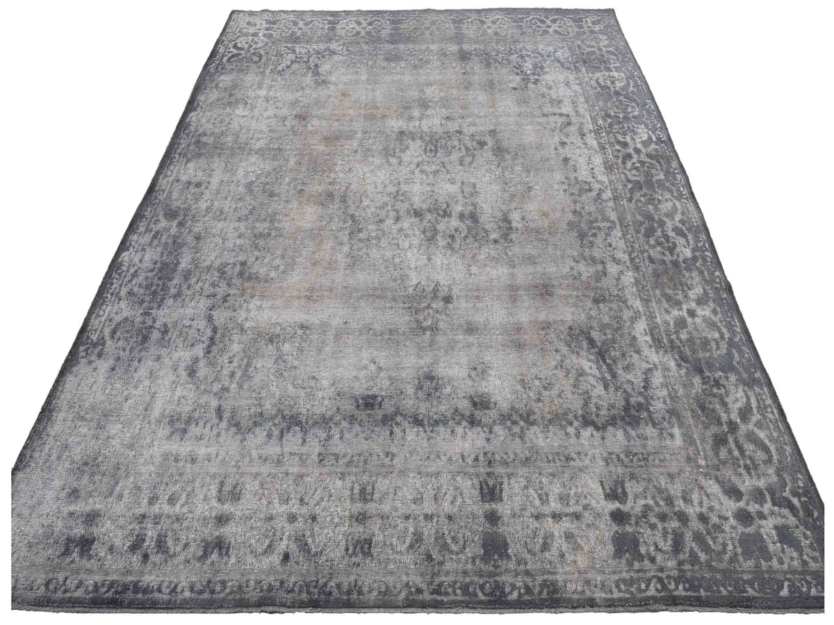 Vintage 130359 Gray 9.11x13.2 Hand Knotted Rug