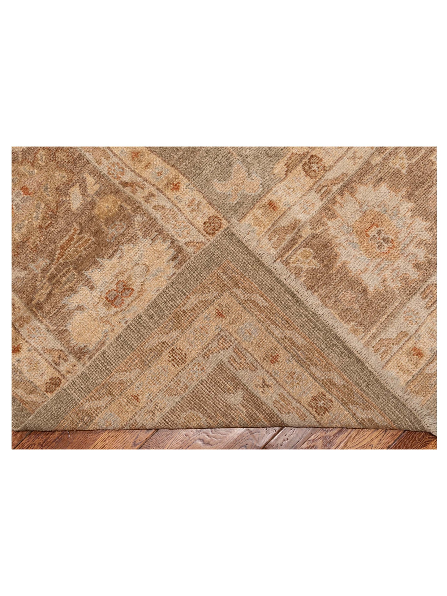 Angora Oushak 110384 Green Brown 12.7x20.7 Hand Knotted Rug