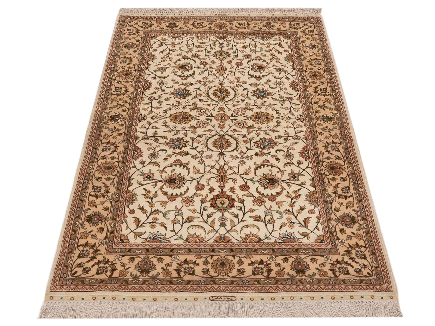 Pure Silk 114521 Ivory Gold 2.7x4 Hand Knotted Rug