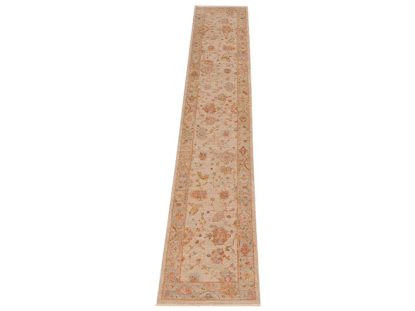 Angora Oushak 149631 Ivory Silver 2.6x13.8 Hand Knotted Rug