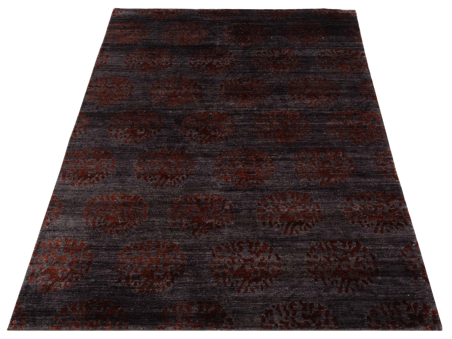 Tibetino 119752 Charcoal Red 5.11x8.9 Hand Knotted Rug