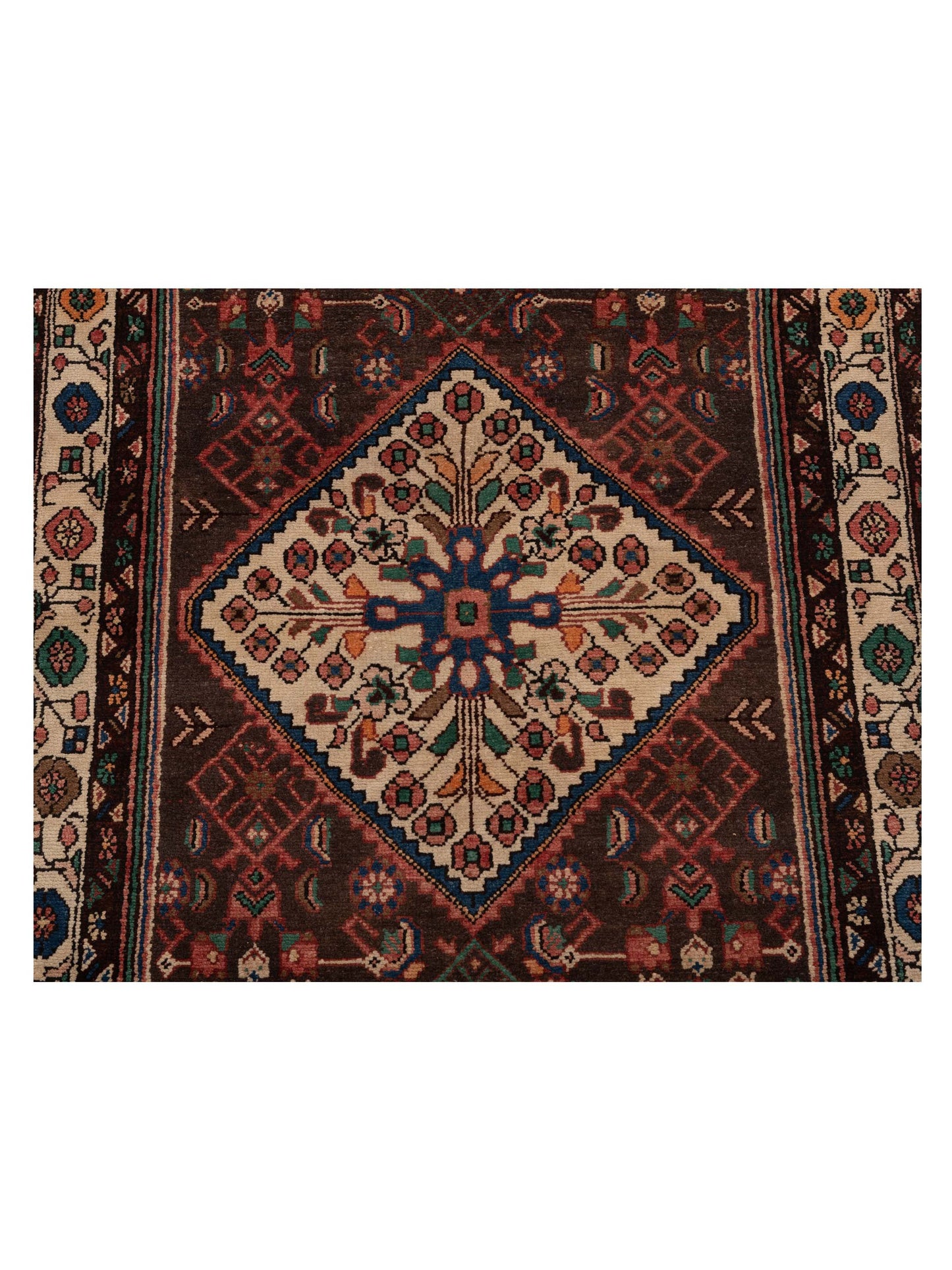 Persian 82812 Rust Brown 3.7x14.4 Hand Knotted Rug