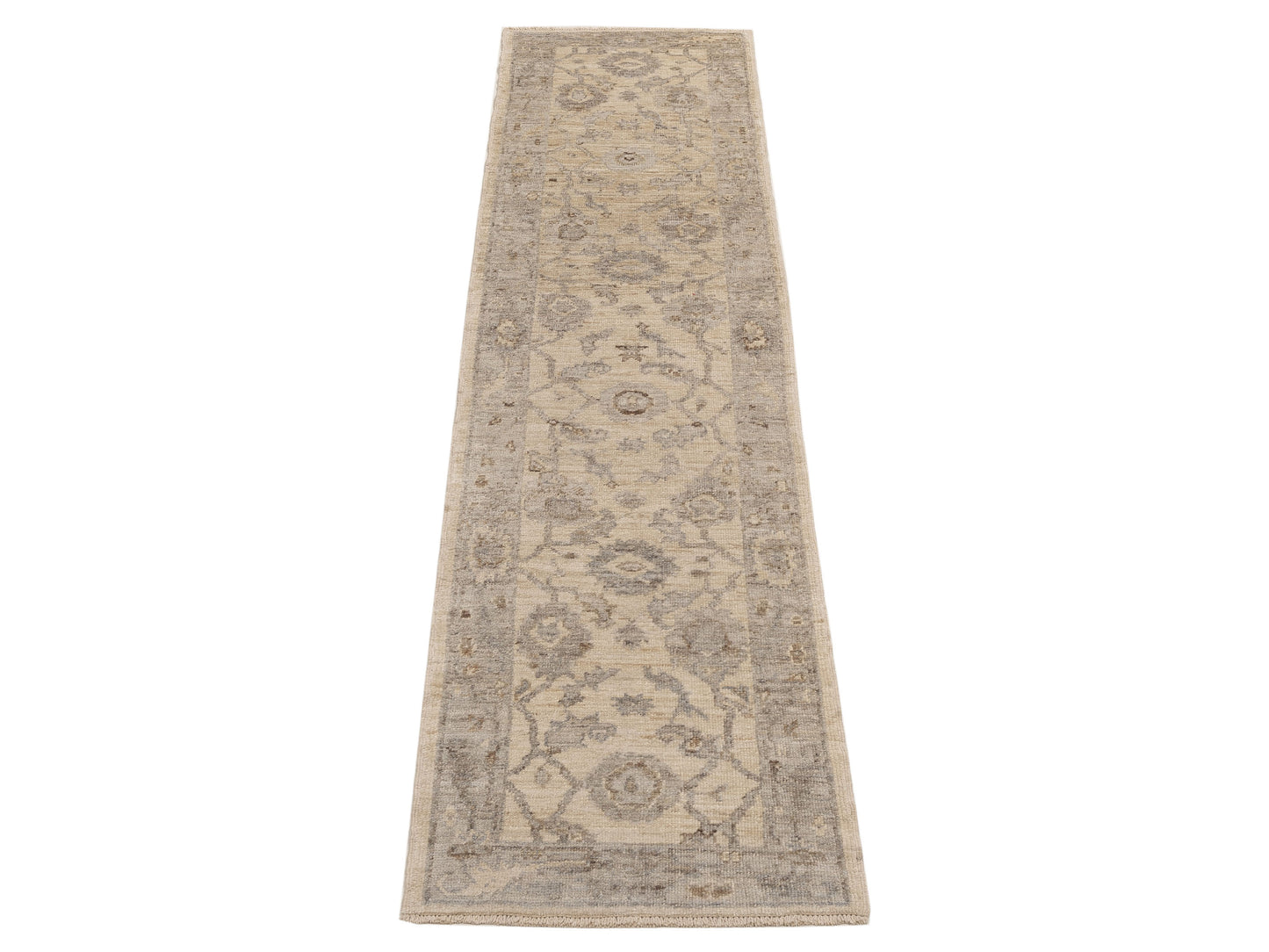 Angora Oushak 153990 Ivory Gray 2.8x11.1 Hand Knotted Rug