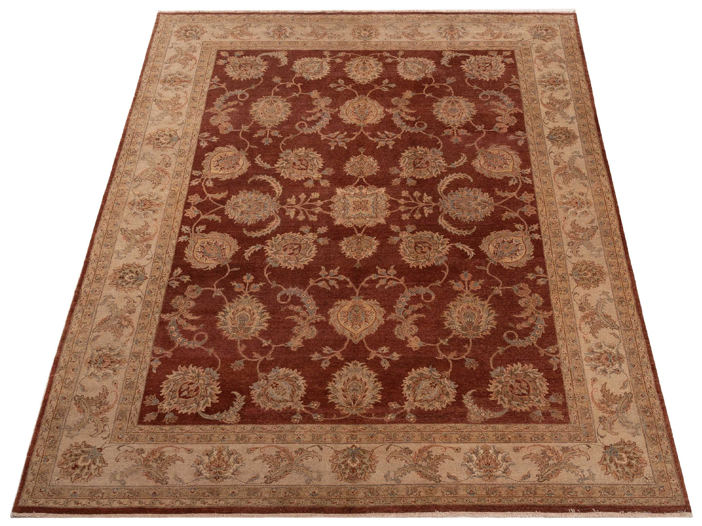 Ghazani 115642 Rust Ivory 8.11x11.11 Hand Knotted Rug