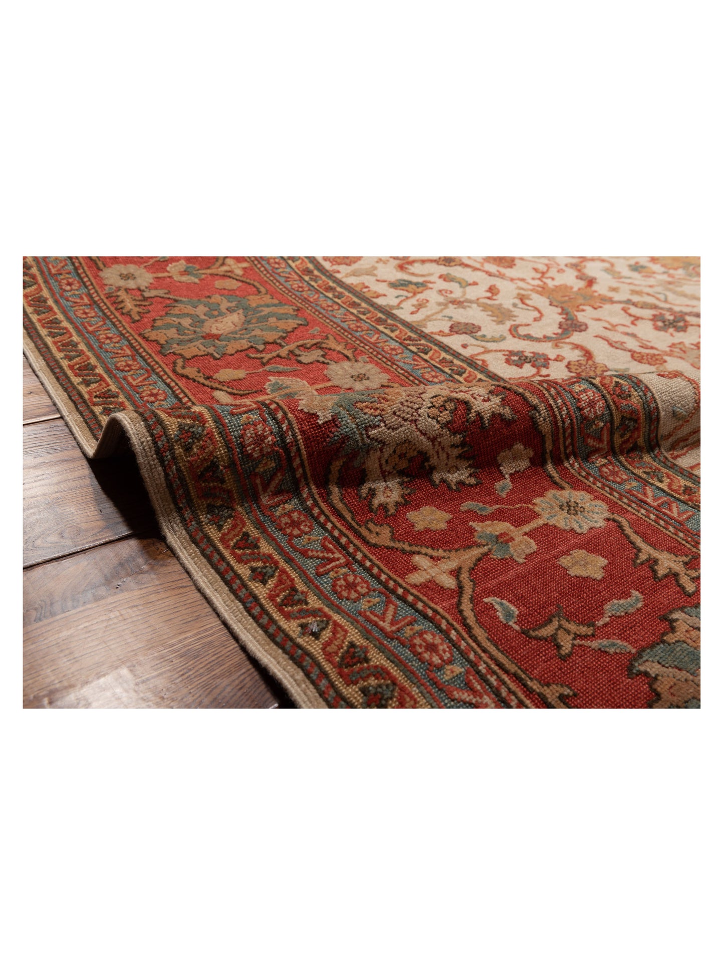 Antique Loom 108036 Ivory Rust 12.1x17.10 Hand Knotted Rug