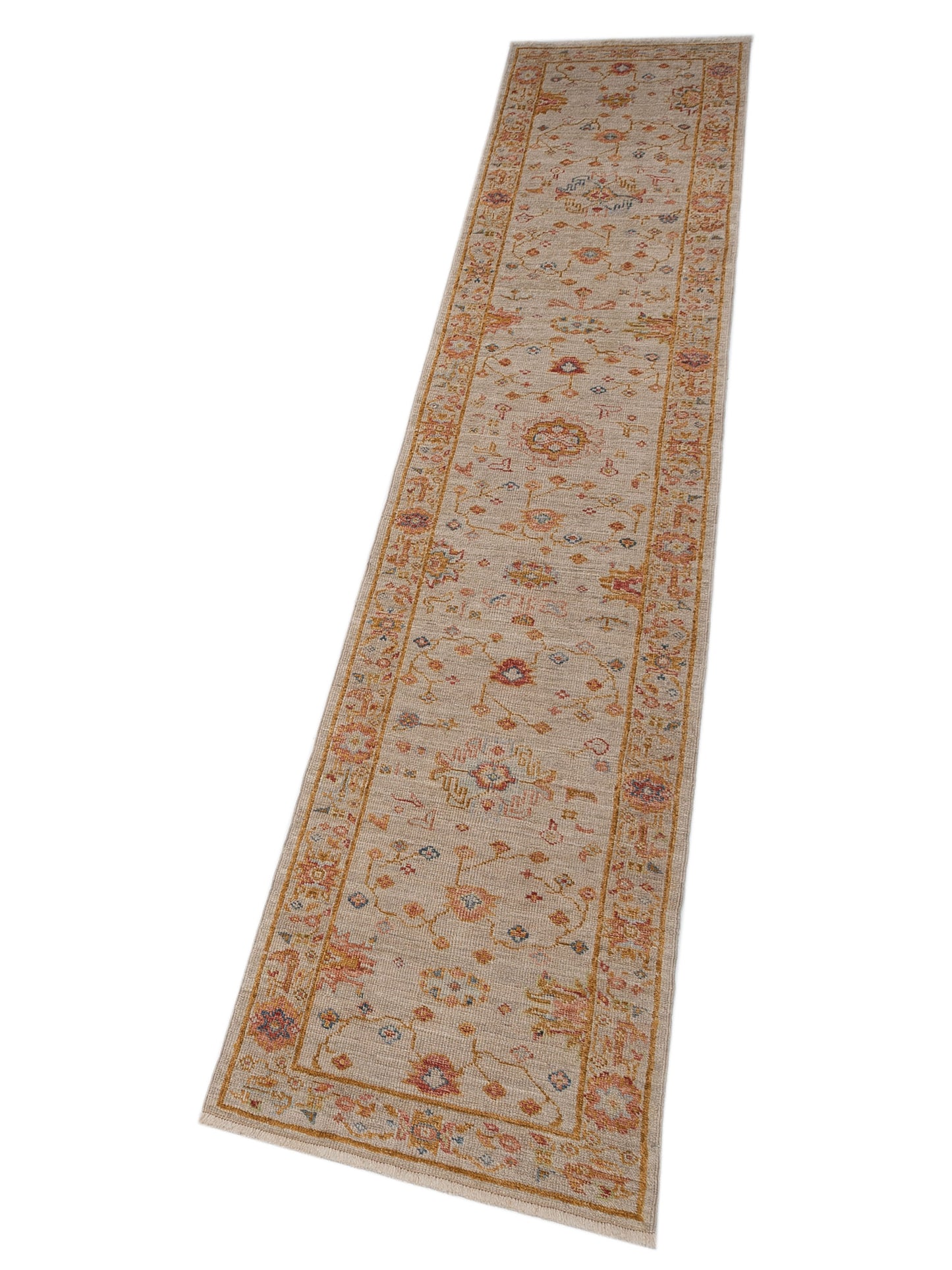 Angora Oushak 146500 Ivory Silver 2.7x13.2 Hand Knotted Rug