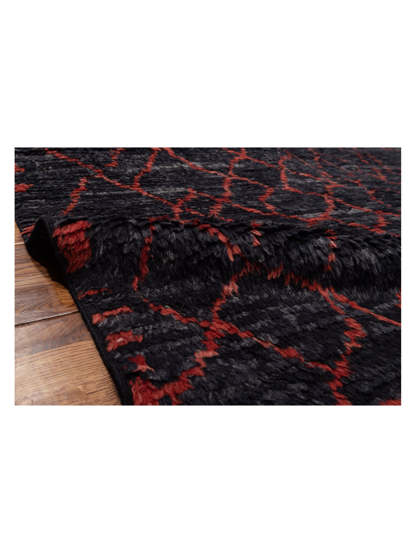 Berber Aspendos Charcoal Red 9.5x13.1 Hand Knotted Rug