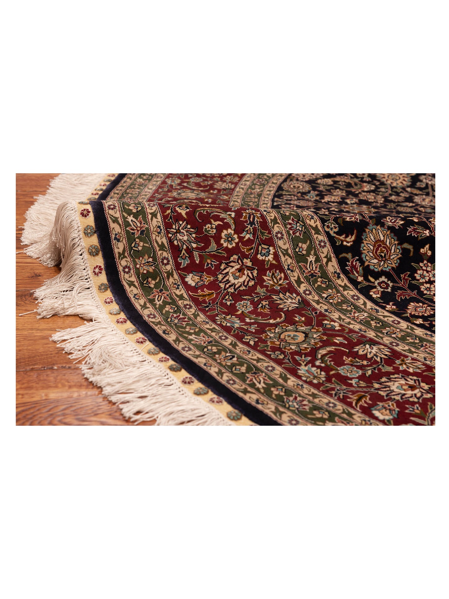 Pure Silk 125293 Navy Red 6.1x6.1 Hand Knotted Rug