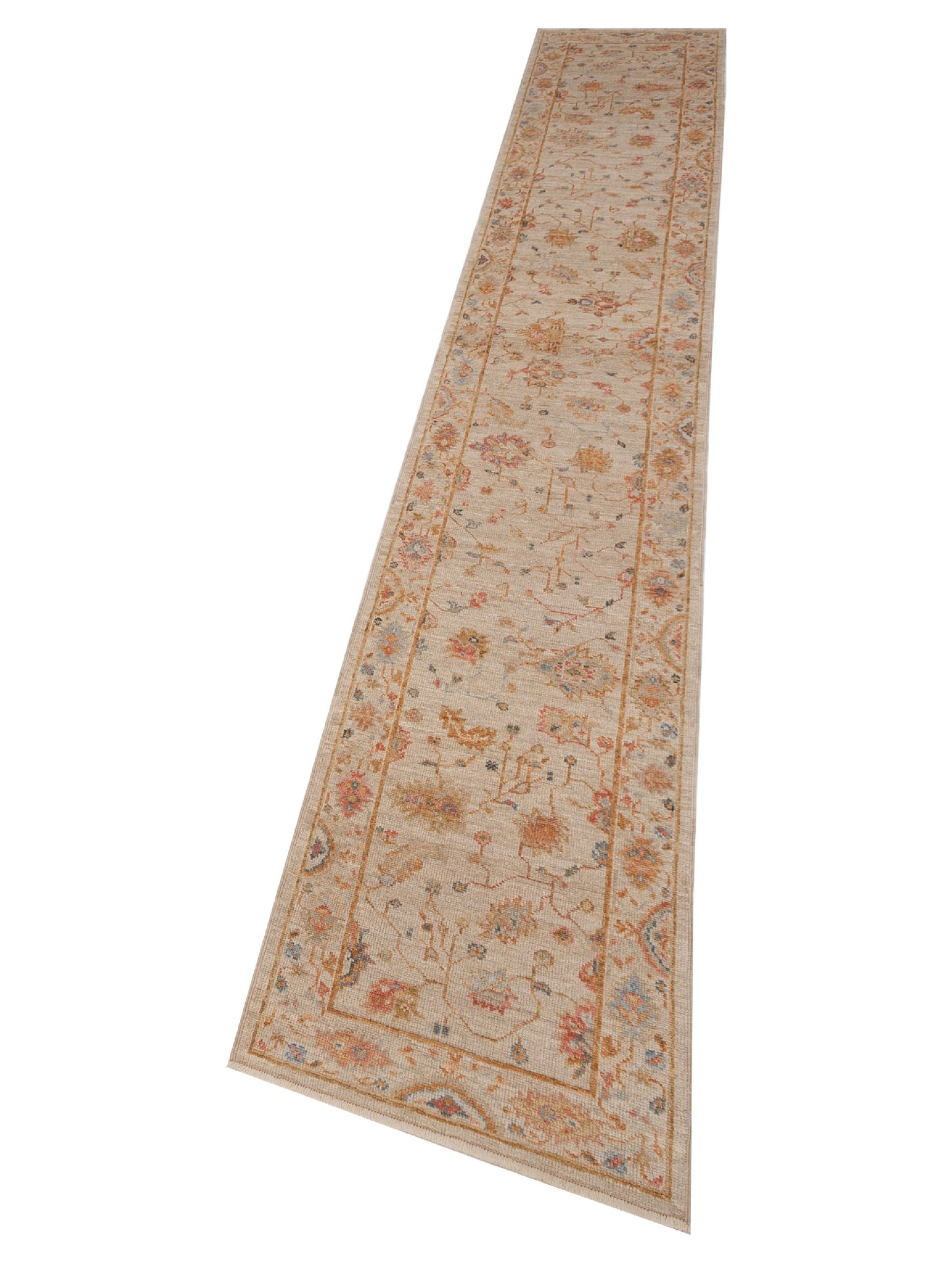 Angora Oushak 149603 Ivory Ivory 2.7x15.7 Hand Knotted Rug